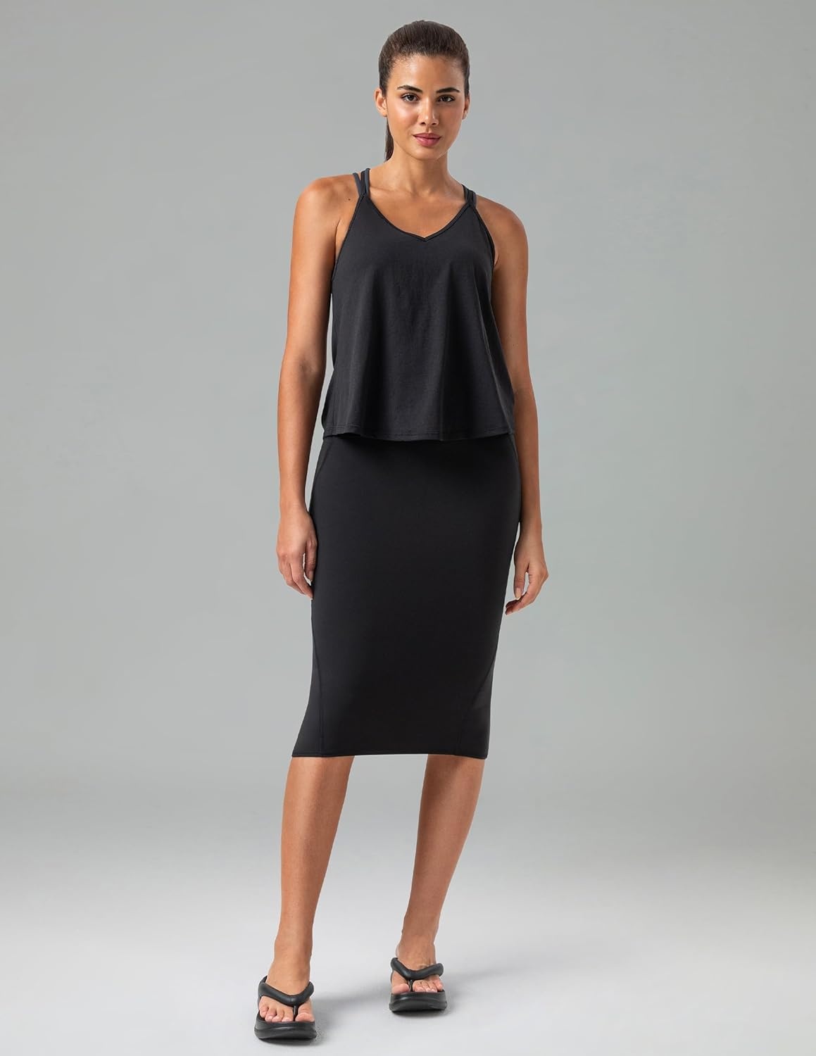 image:imageColorfulkoala Dreamlux Womens Midi Pencil Skirt High Waist Stretch Below Knee Bodycon for Office Work amp Business CasualBlack
