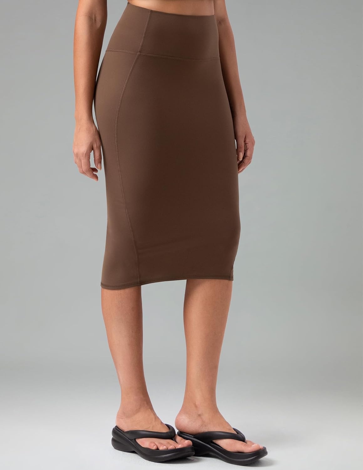 image:imageColorfulkoala Dreamlux Womens Midi Pencil Skirt High Waist Stretch Below Knee Bodycon for Office Work amp Business CasualCocoa