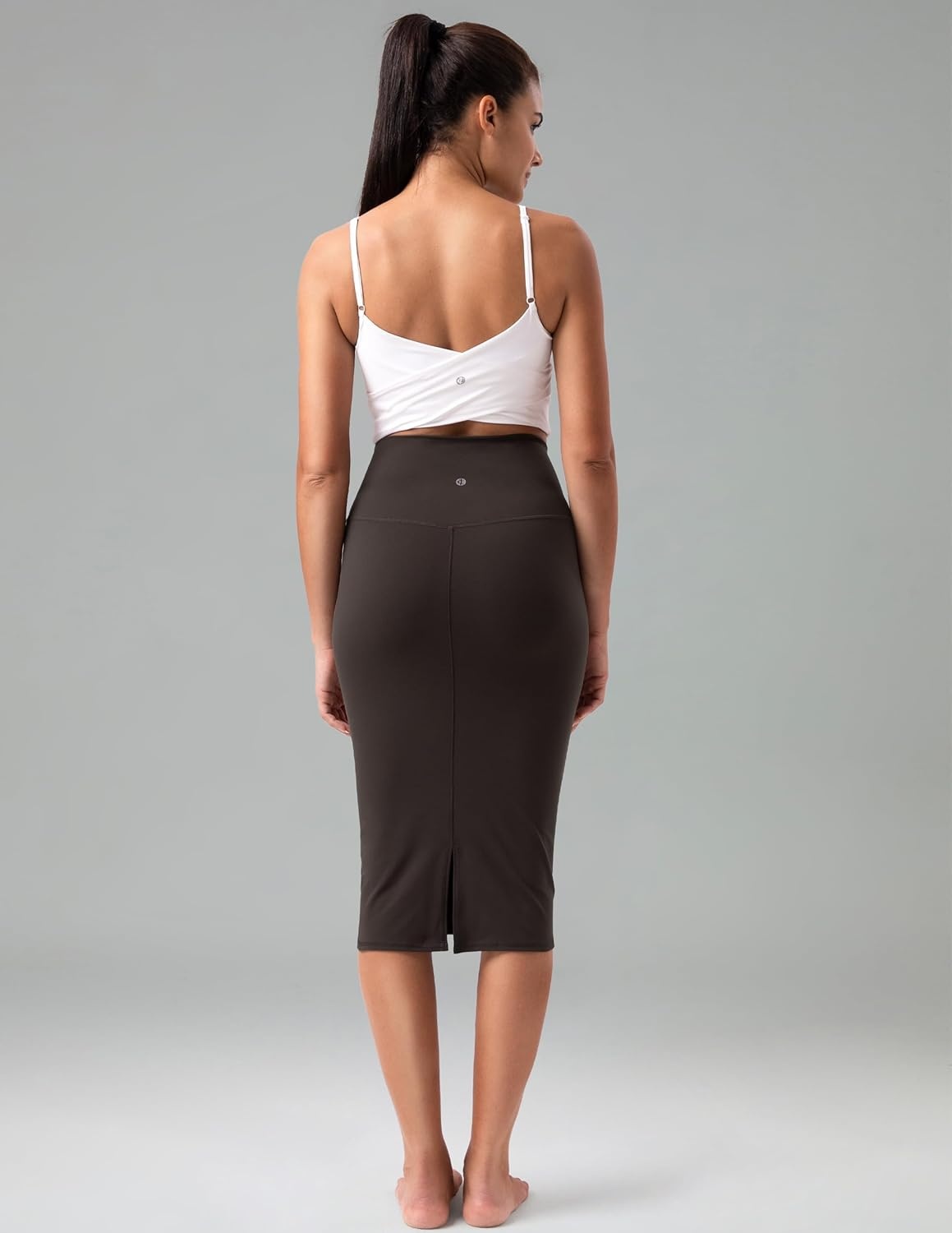 image:imageColorfulkoala Dreamlux Womens Midi Pencil Skirt High Waist Stretch Below Knee Bodycon for Office Work amp Business CasualEspresso