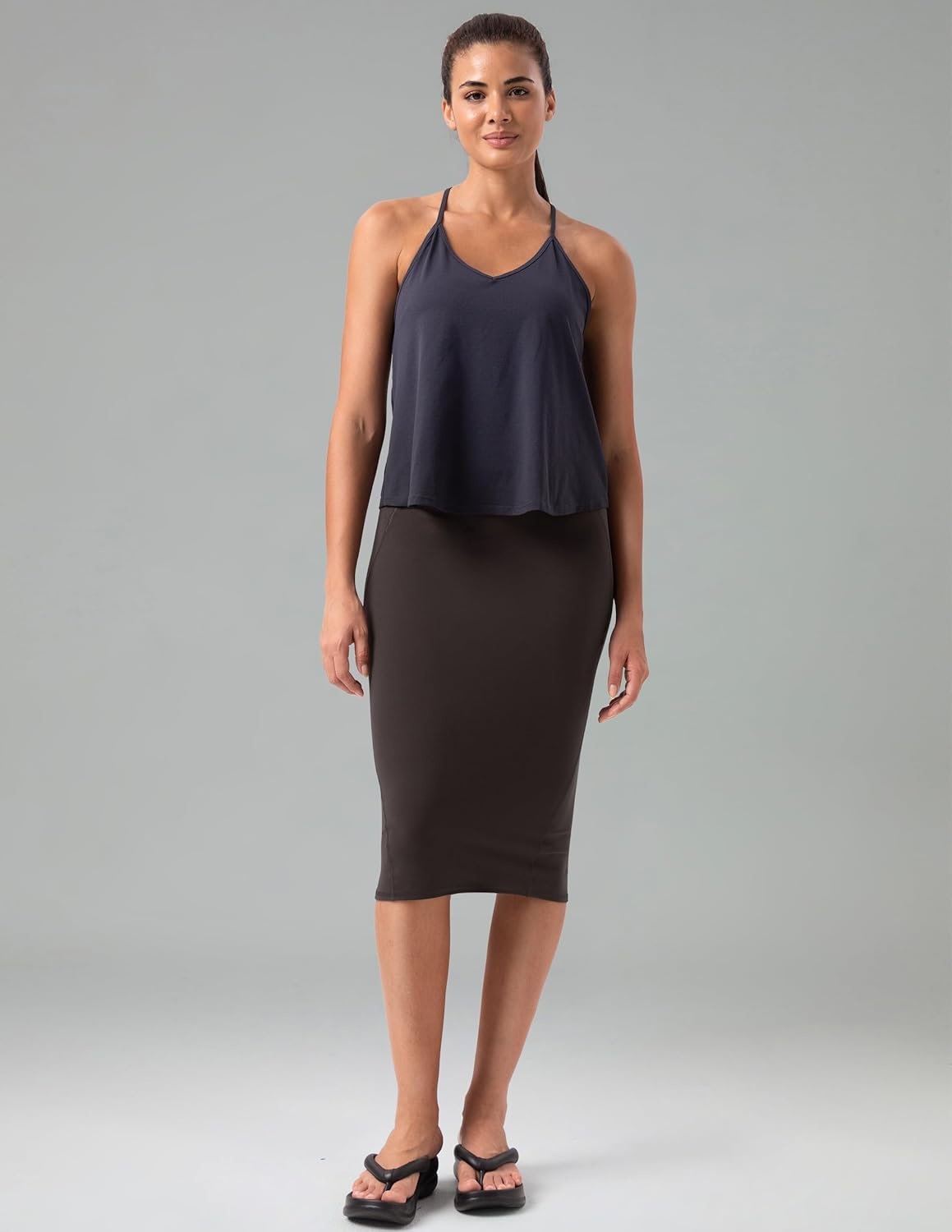 image:imageColorfulkoala Dreamlux Womens Midi Pencil Skirt High Waist Stretch Below Knee Bodycon for Office Work amp Business CasualEspresso