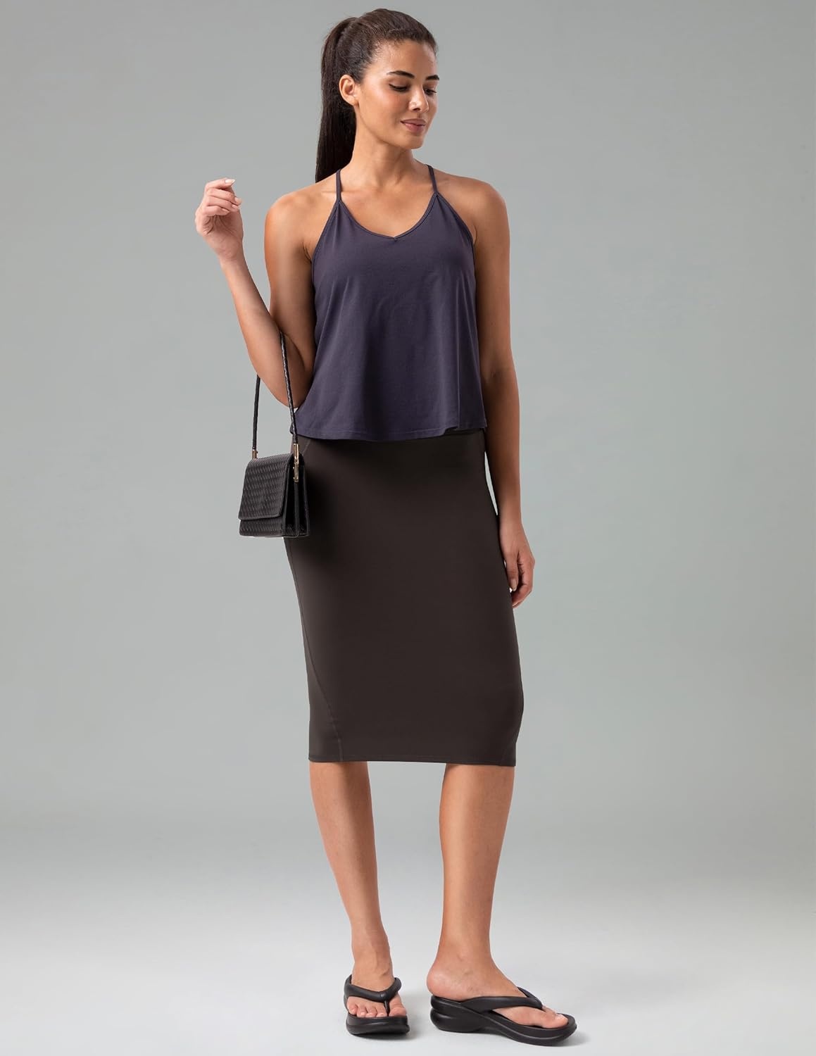 image:imageColorfulkoala Dreamlux Womens Midi Pencil Skirt High Waist Stretch Below Knee Bodycon for Office Work amp Business CasualEspresso