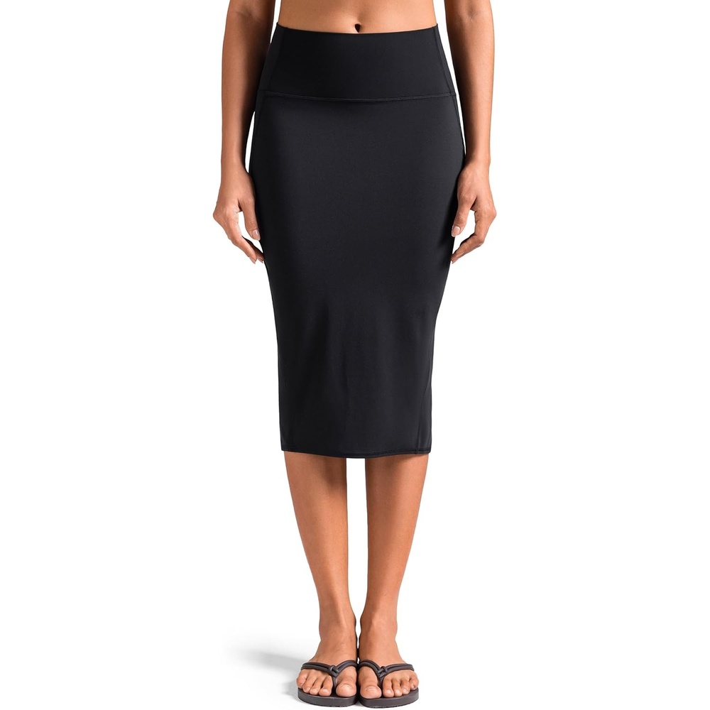 image:imageColorfulkoala Dreamlux Womens Midi Pencil Skirt High Waist Stretch Below Knee Bodycon for Office Work amp Business CasualBlack