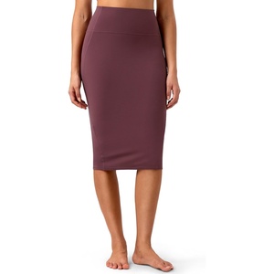 image:imageColorfulkoala Dreamlux Womens Midi Pencil Skirt  High Waist Stretch Below Knee Bodycon for Office Work amp Business CasualPlum Red