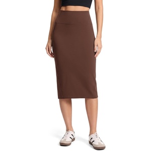 image:imageColorfulkoala Dreamlux Womens Midi Pencil Skirt  High Waist Stretch Below Knee Bodycon for Office Work amp Business CasualRoasted Chestnut
