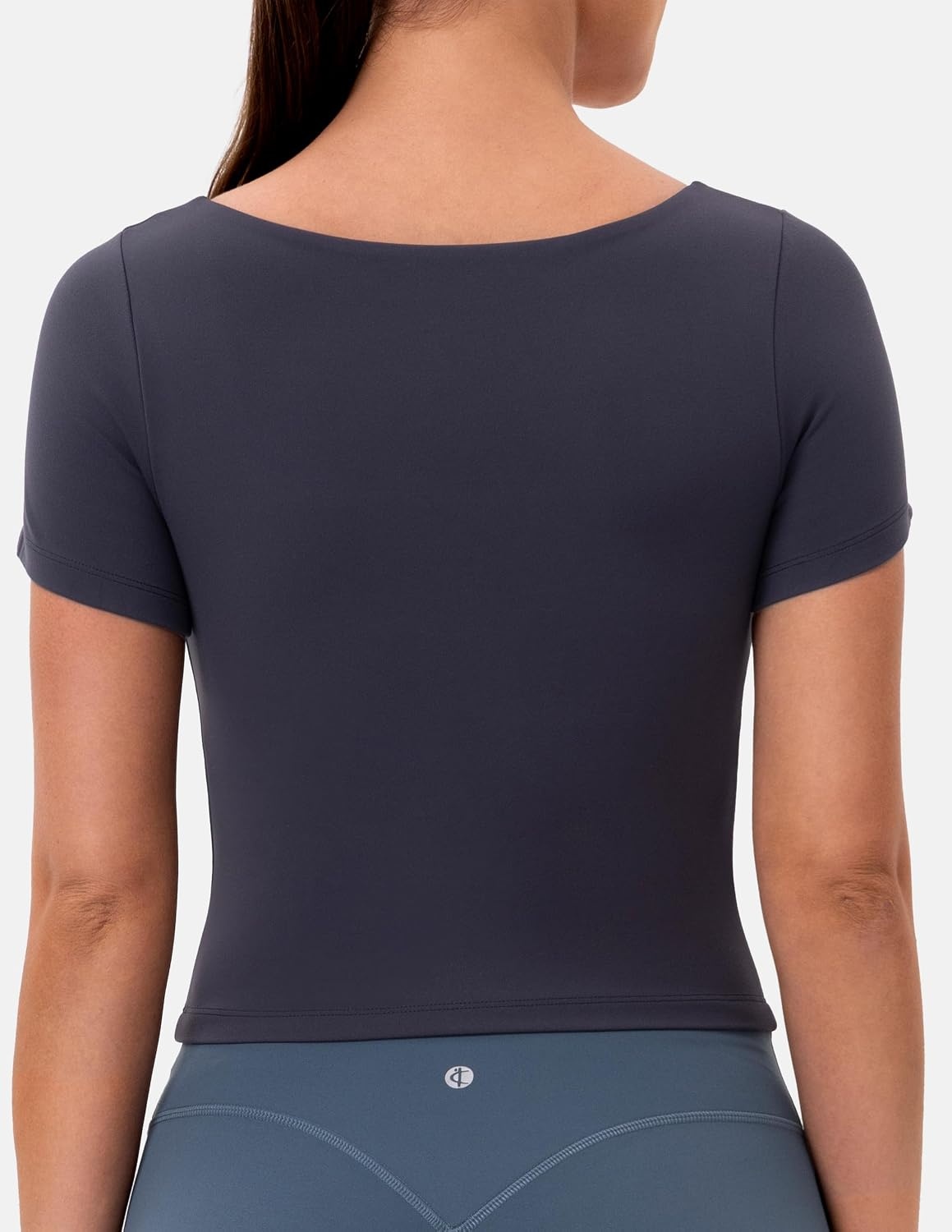 image:imageColorfulkoala Dreamlux Square Neck Short Sleeve Shirts for Women Slim Fit Basic Tops Casual Going Out TShirtBlue Ink