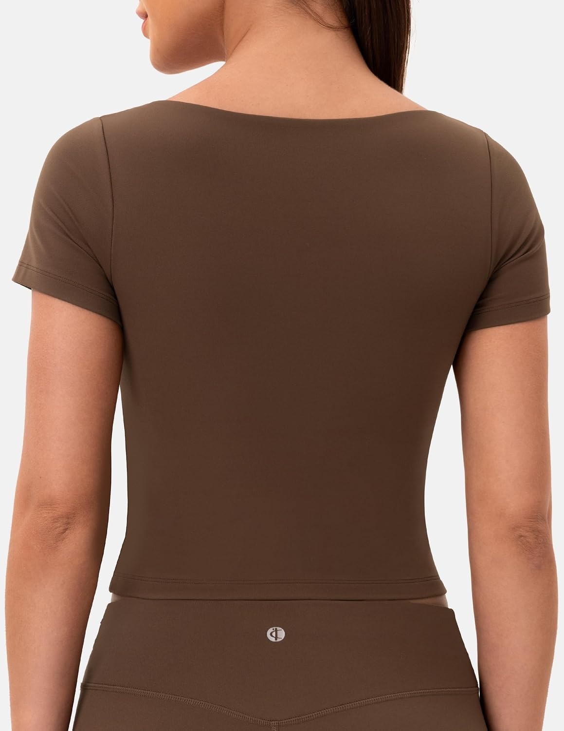 image:imageColorfulkoala Dreamlux Square Neck Short Sleeve Shirts for Women Slim Fit Basic Tops Casual Going Out TShirtCocoa