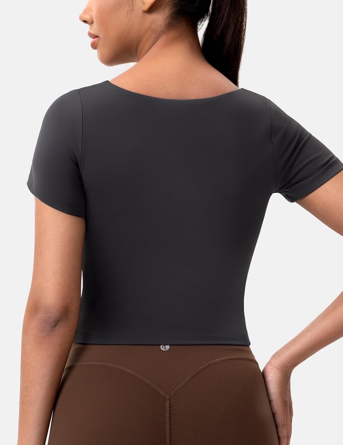 image:imageColorfulkoala Dreamlux Square Neck Short Sleeve Shirts for Women Slim Fit Basic Tops Casual Going Out TShirtDark Carobon