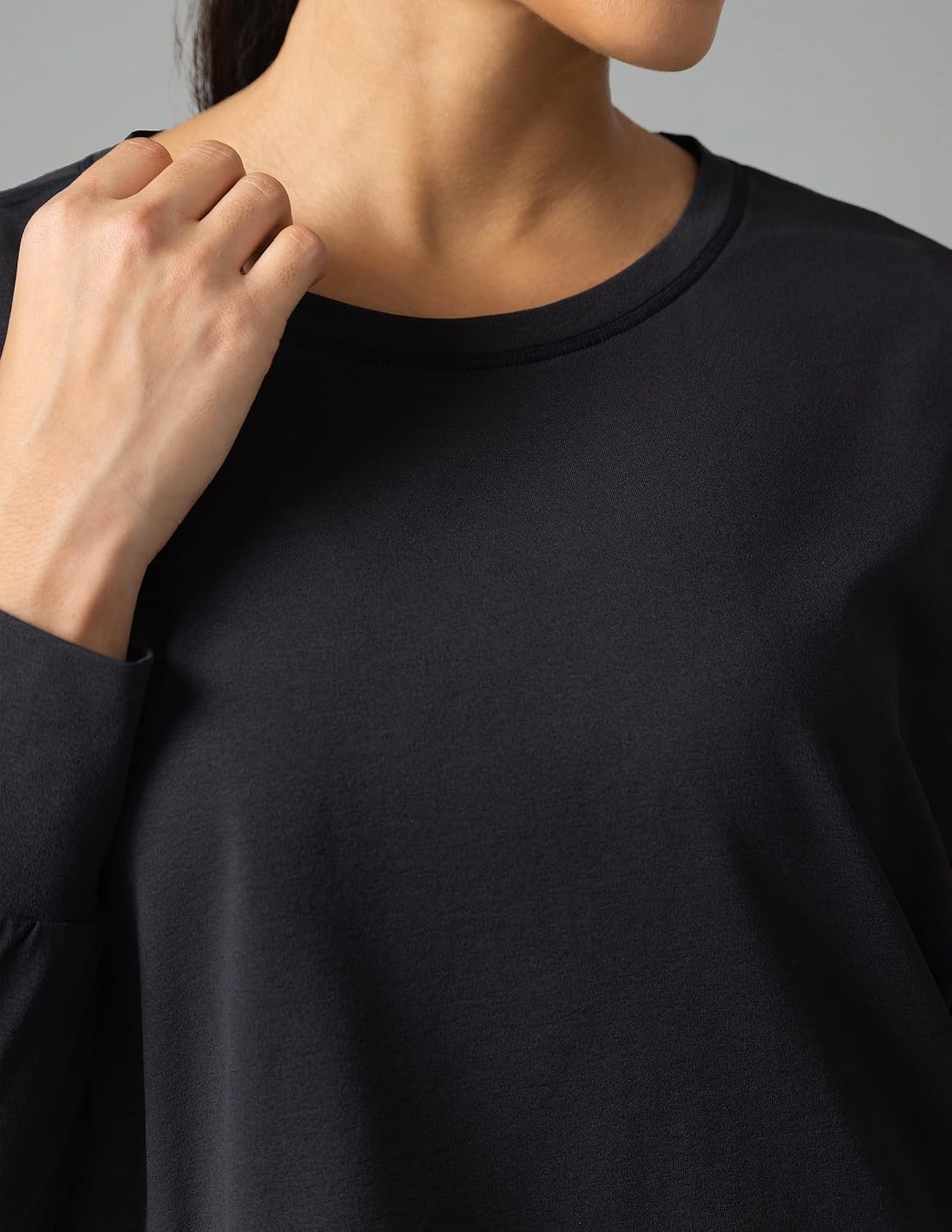 image:imageColorfulkoala Long Sleeve Shirts for Women Oversized Crew Neck Tops Casual Workout Fashion TShirtsBlack
