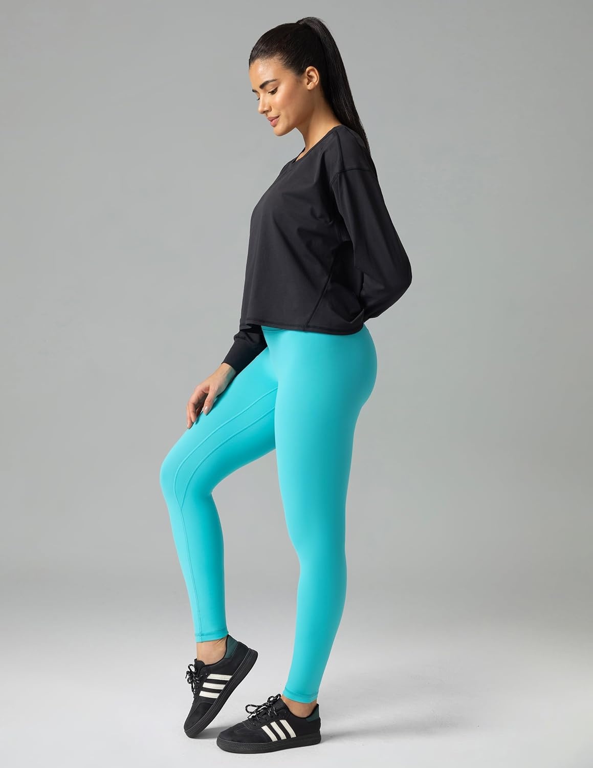 image:imageColorfulkoala Long Sleeve Shirts for Women Oversized Crew Neck Tops Casual Workout Fashion TShirtsBlack