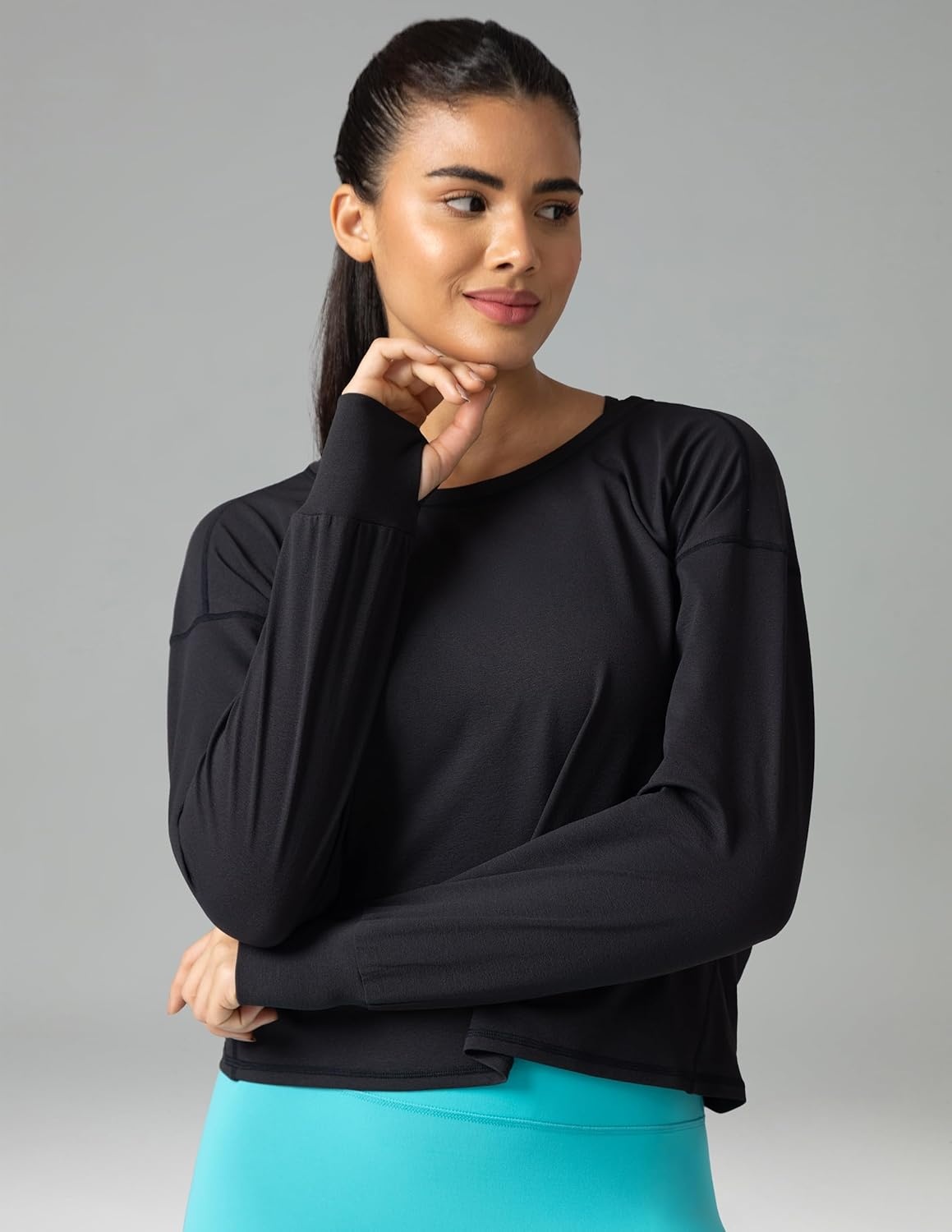 image:imageColorfulkoala Long Sleeve Shirts for Women Oversized Crew Neck Tops Casual Workout Fashion TShirtsBlack