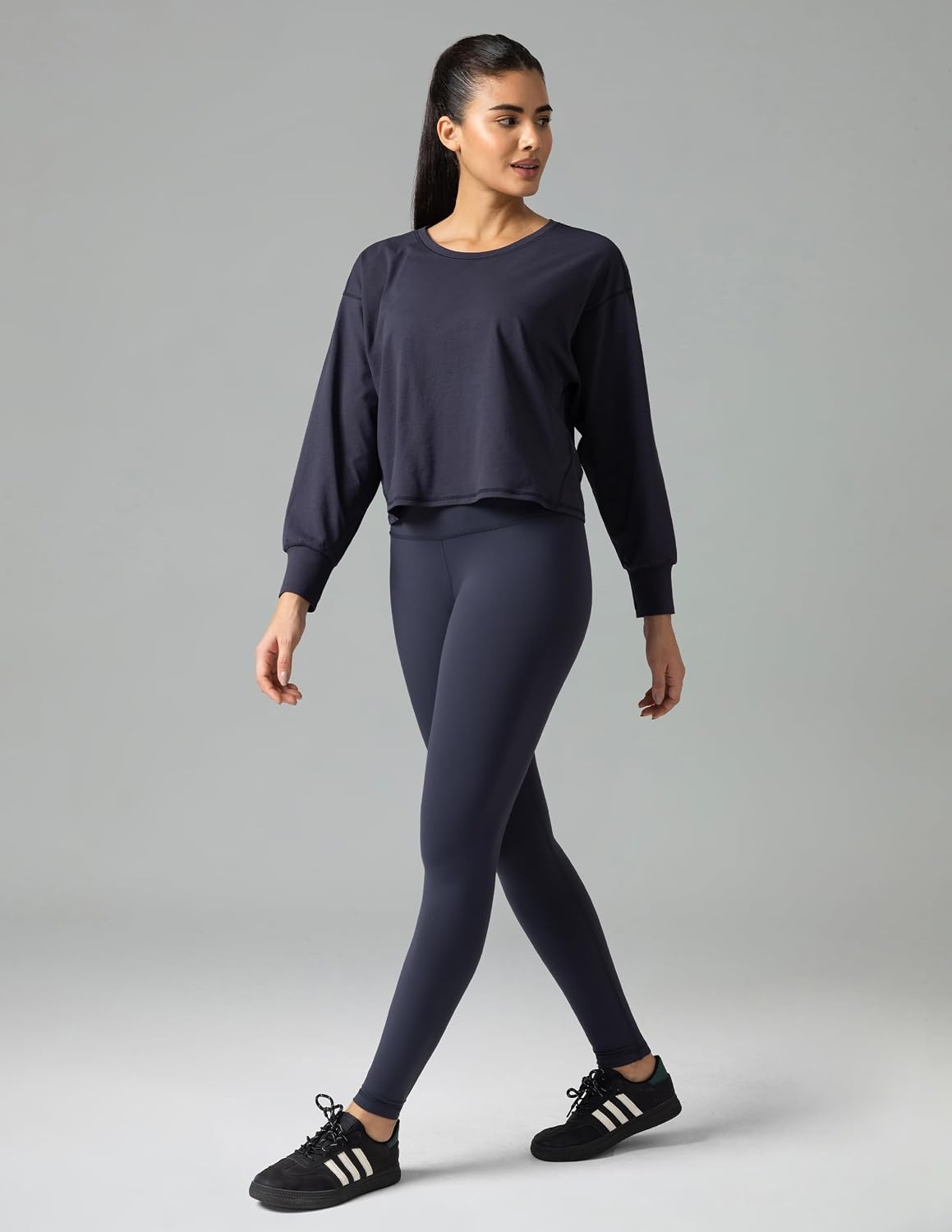 image:imageColorfulkoala Long Sleeve Shirts for Women Oversized Crew Neck Tops Casual Workout Fashion TShirtsBlue Ink