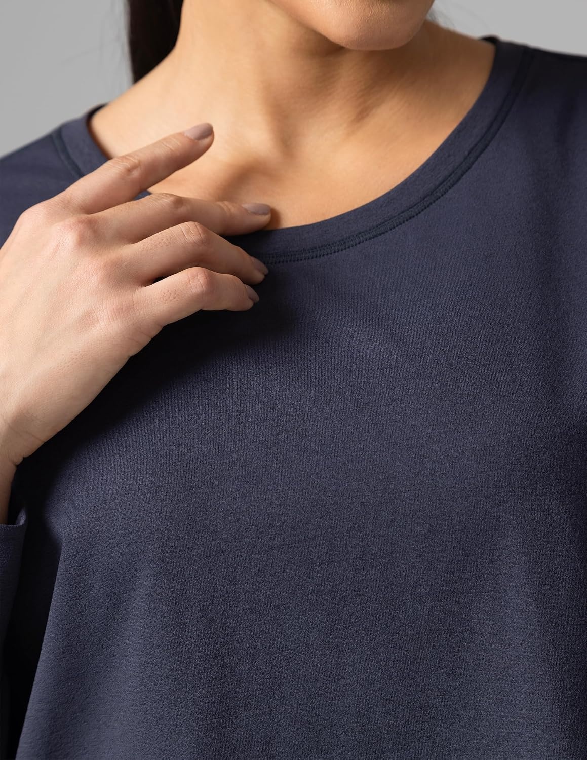 image:imageColorfulkoala Long Sleeve Shirts for Women Oversized Crew Neck Tops Casual Workout Fashion TShirtsBlue Ink