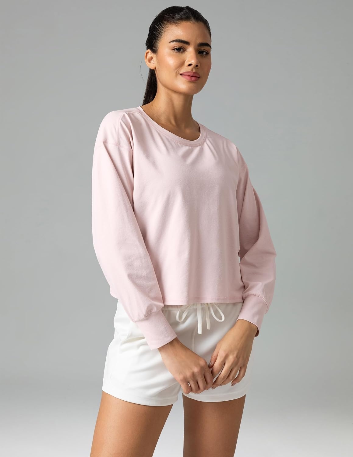 image:imageColorfulkoala Long Sleeve Shirts for Women Oversized Crew Neck Tops Casual Workout Fashion TShirtsMarshmallow Pink