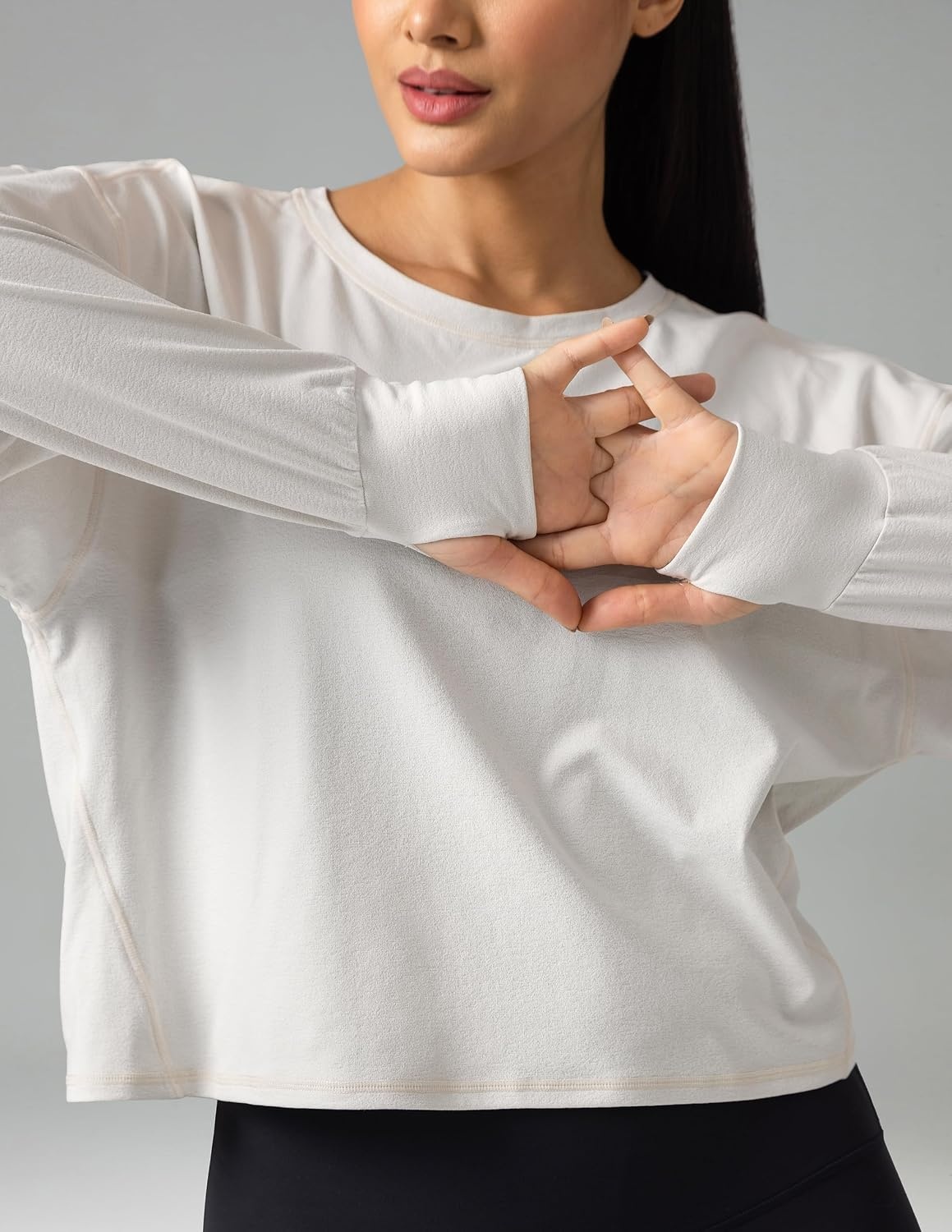 image:imageColorfulkoala Long Sleeve Shirts for Women Oversized Crew Neck Tops Casual Workout Fashion TShirtsNatural