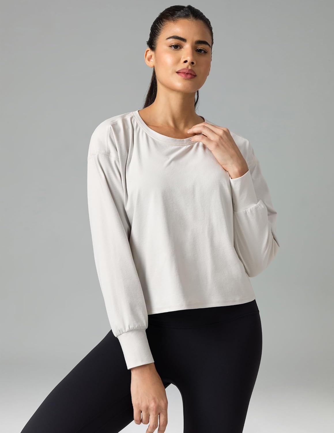 image:imageColorfulkoala Long Sleeve Shirts for Women Oversized Crew Neck Tops Casual Workout Fashion TShirtsNatural