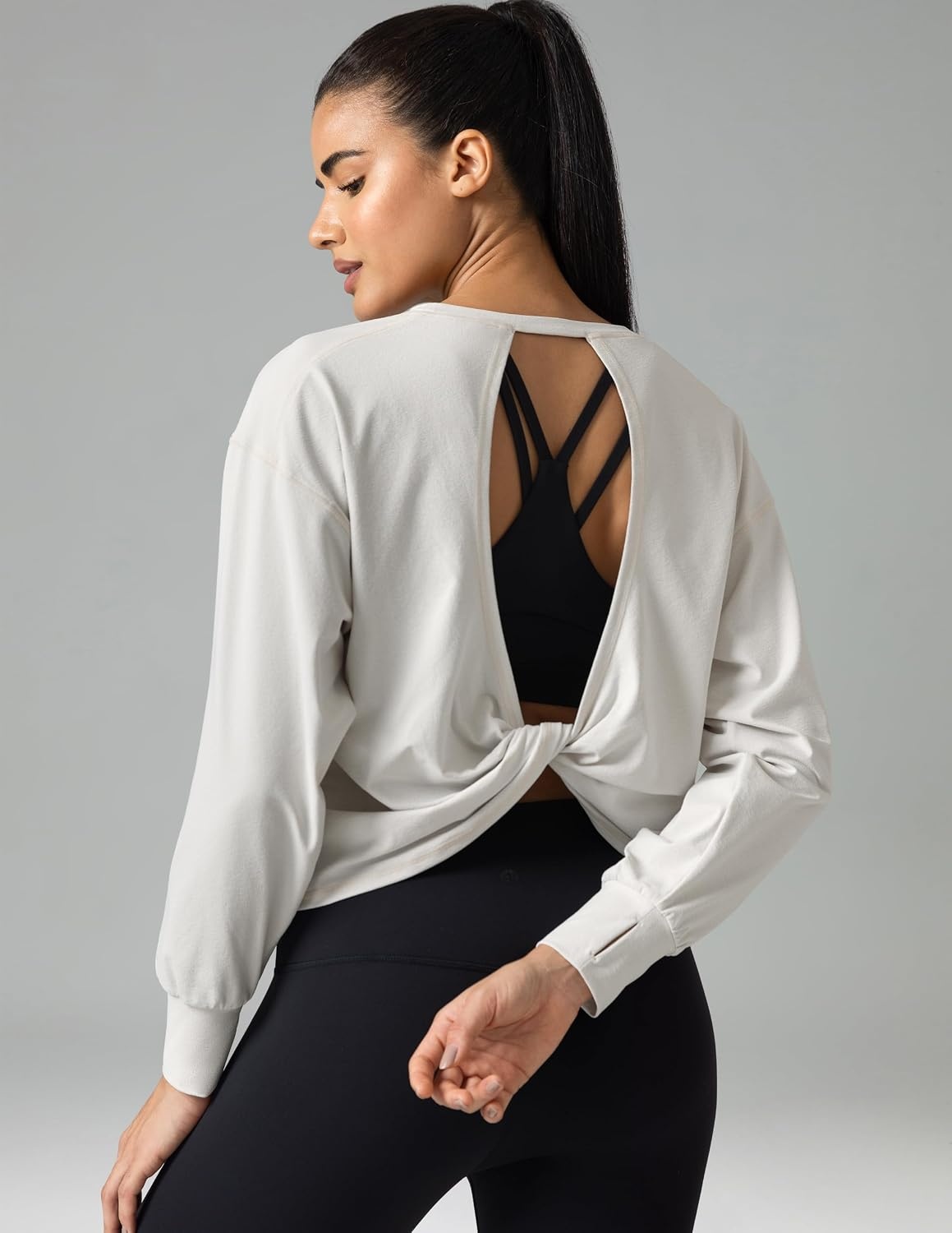 image:imageColorfulkoala Long Sleeve Shirts for Women Oversized Crew Neck Tops Casual Workout Fashion TShirtsNatural