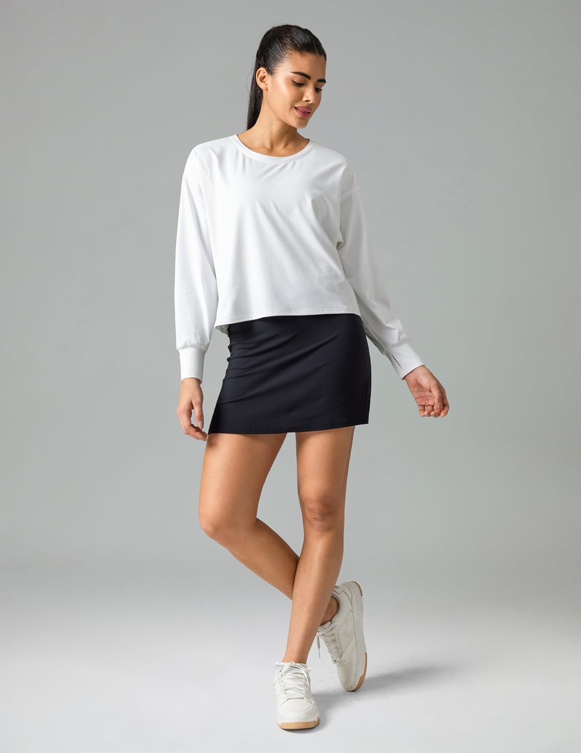 image:imageColorfulkoala Long Sleeve Shirts for Women Oversized Crew Neck Tops Casual Workout Fashion TShirtsWhite
