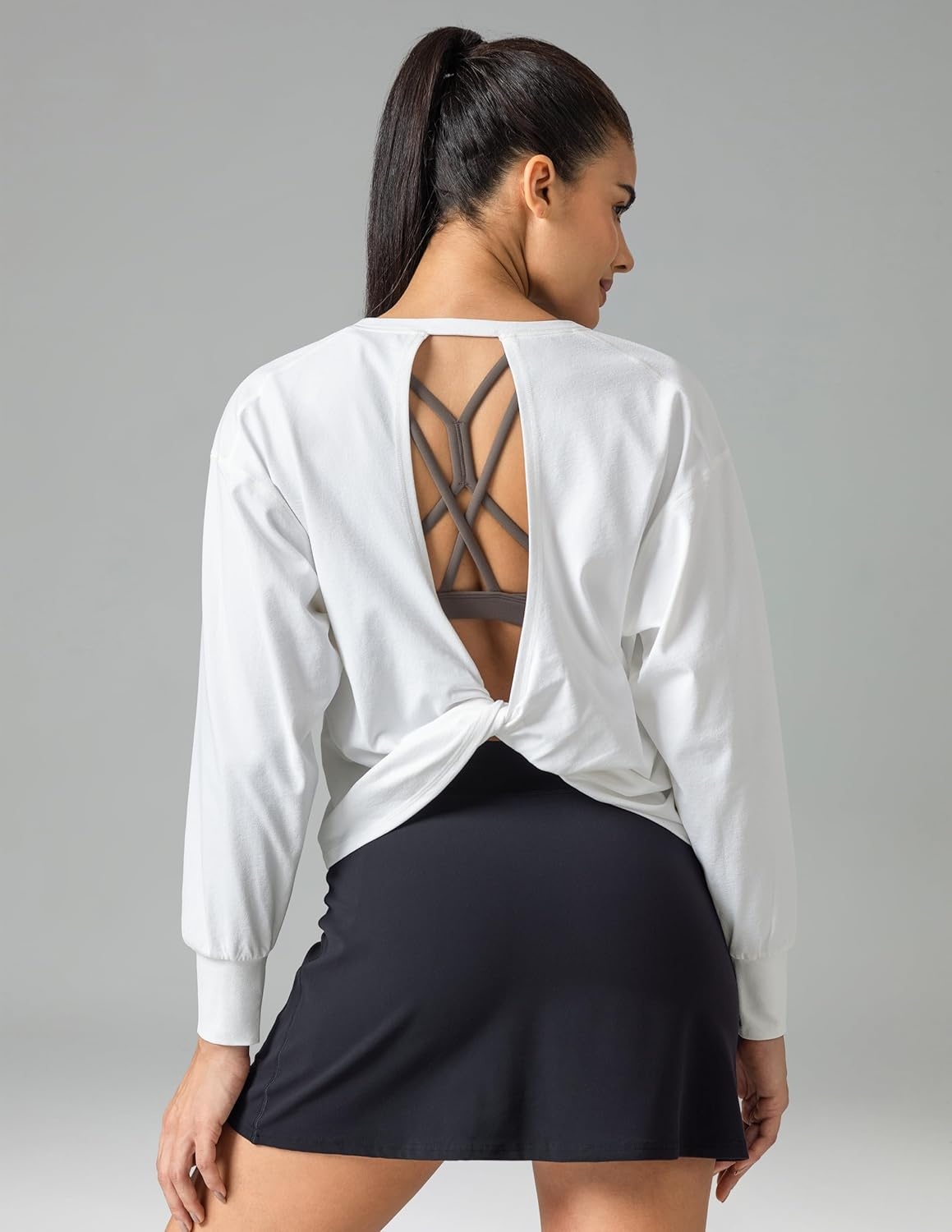 image:imageColorfulkoala Long Sleeve Shirts for Women Oversized Crew Neck Tops Casual Workout Fashion TShirtsWhite