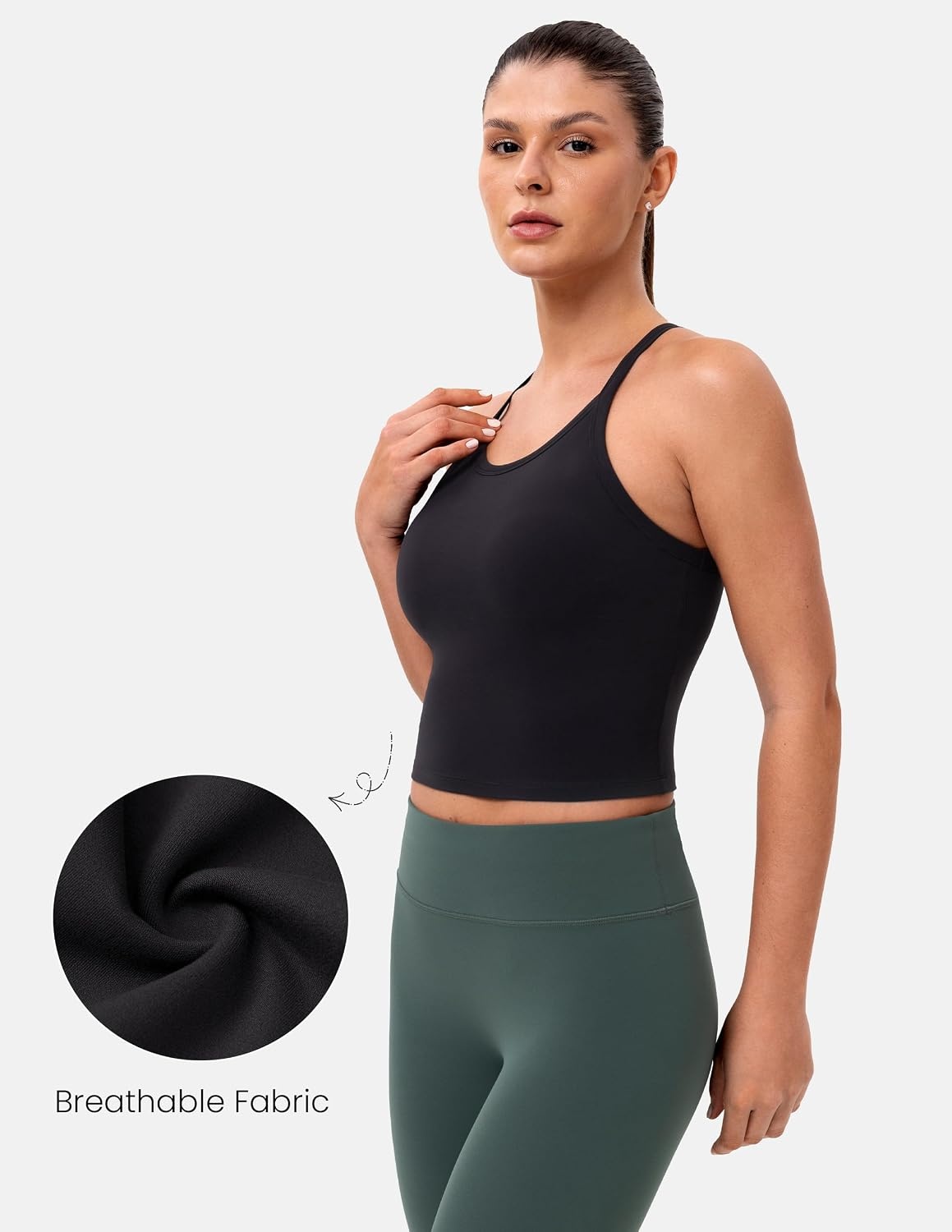 image:imageColorfulkoala Sculptiva Built in Bra Tank Tops for Women Racerback Padded Sleeveless Camisole Casual Workout Yoga TopsBlack