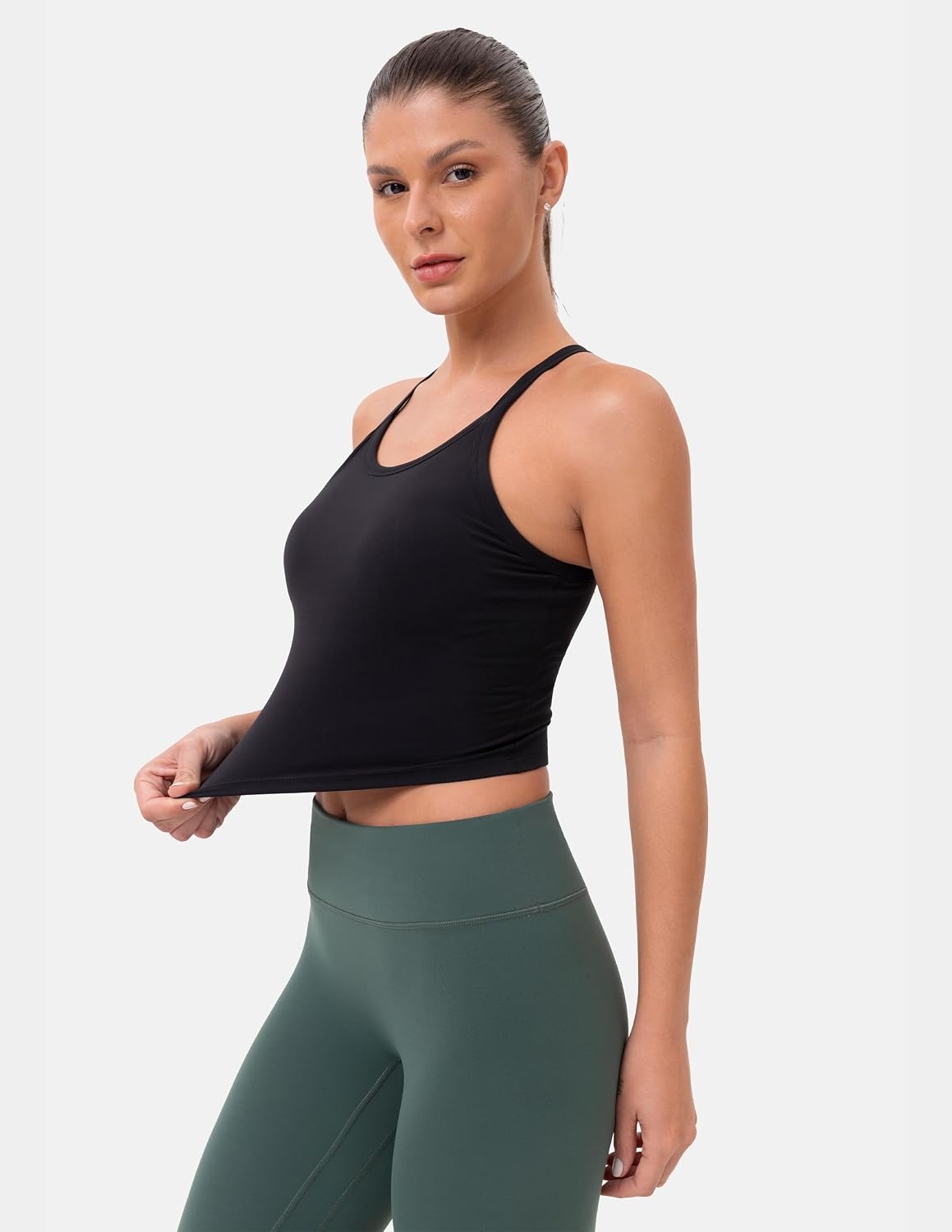 image:imageColorfulkoala Sculptiva Built in Bra Tank Tops for Women Racerback Padded Sleeveless Camisole Casual Workout Yoga TopsBlack