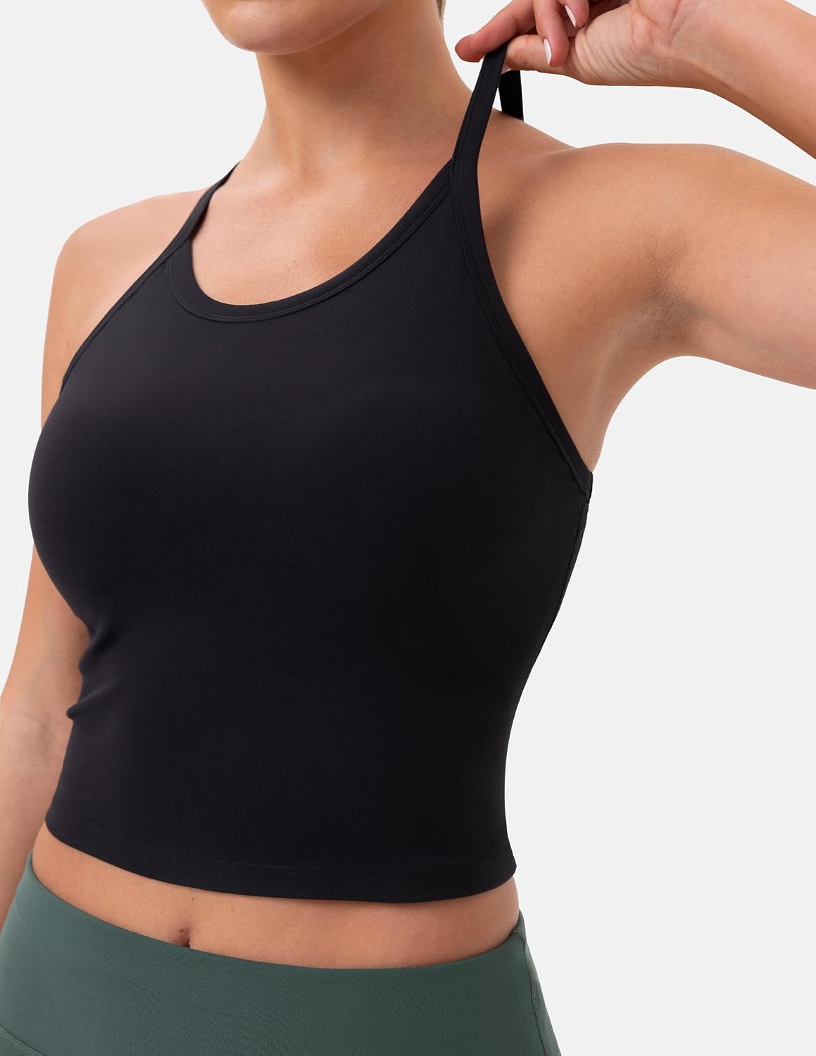image:imageColorfulkoala Sculptiva Built in Bra Tank Tops for Women Racerback Padded Sleeveless Camisole Casual Workout Yoga TopsBlack