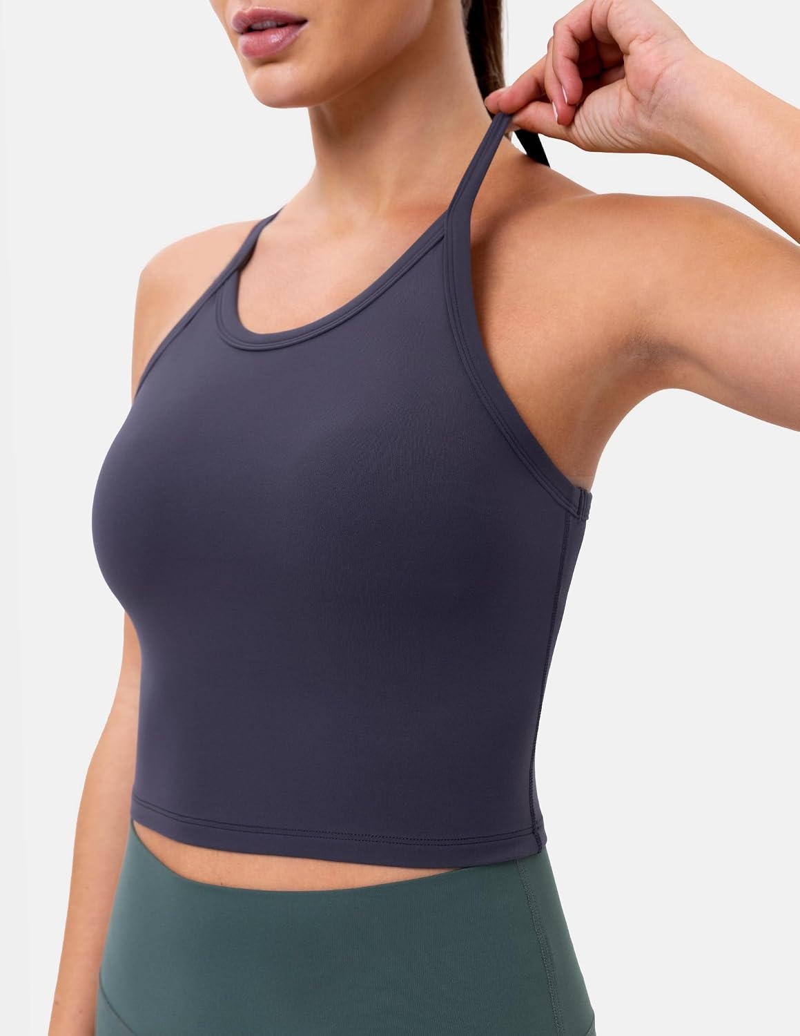 image:imageColorfulkoala Sculptiva Built in Bra Tank Tops for Women Racerback Padded Sleeveless Camisole Casual Workout Yoga TopsBlue Ink