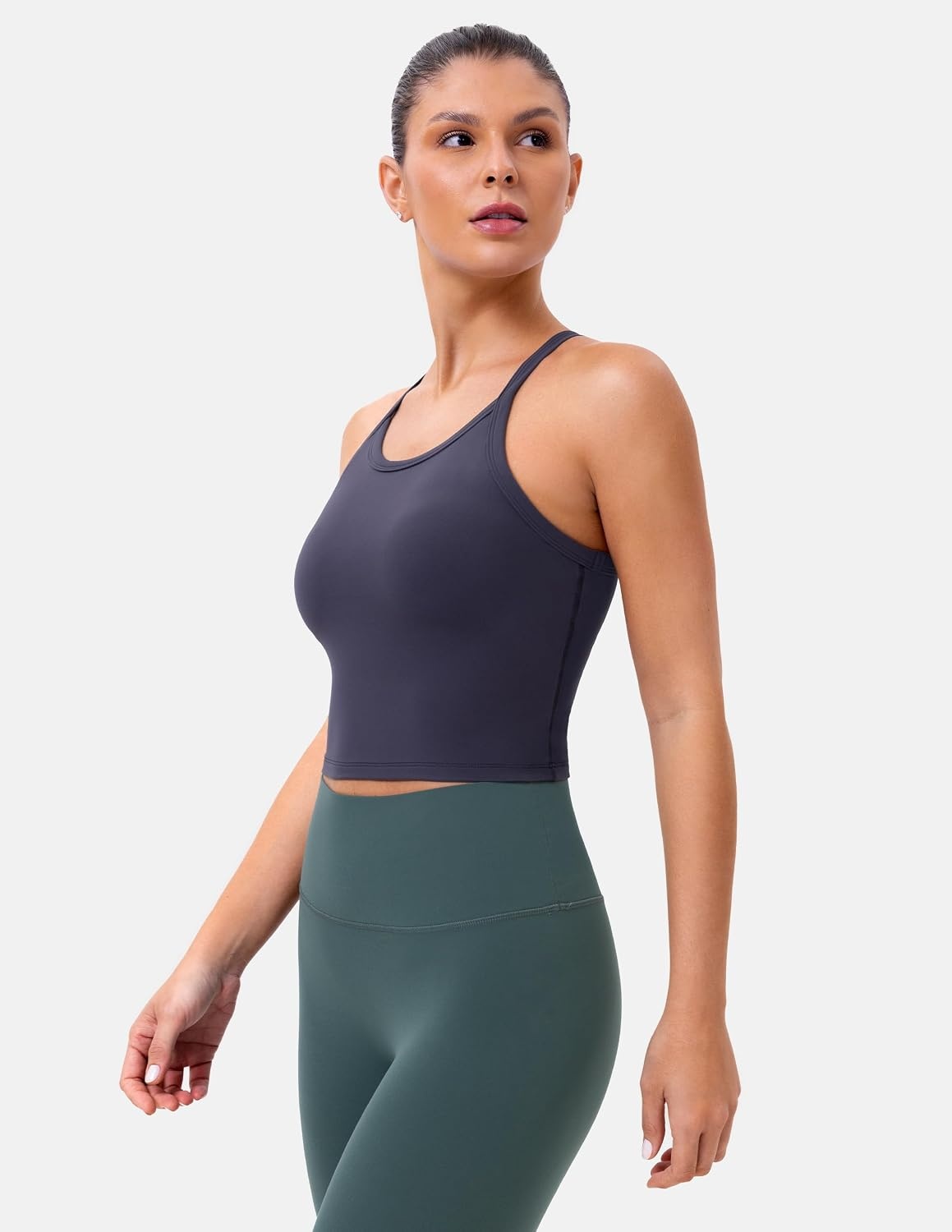 image:imageColorfulkoala Sculptiva Built in Bra Tank Tops for Women Racerback Padded Sleeveless Camisole Casual Workout Yoga TopsBlue Ink