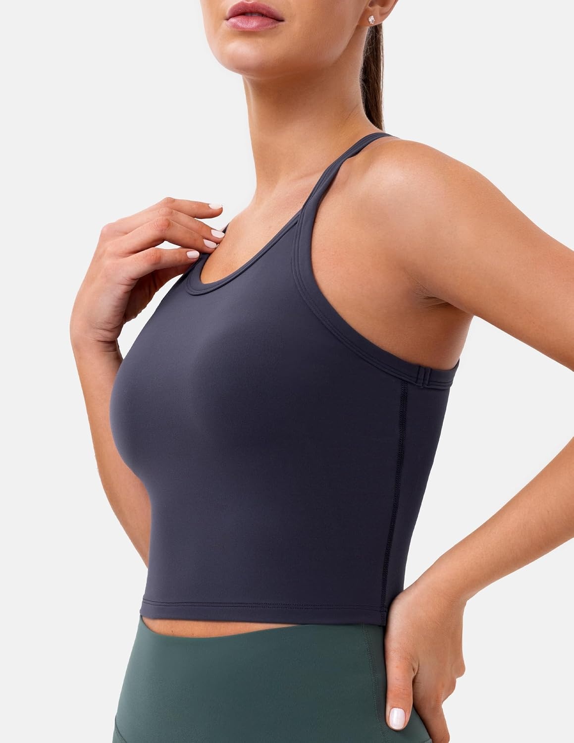 image:imageColorfulkoala Sculptiva Built in Bra Tank Tops for Women Racerback Padded Sleeveless Camisole Casual Workout Yoga TopsBlue Ink