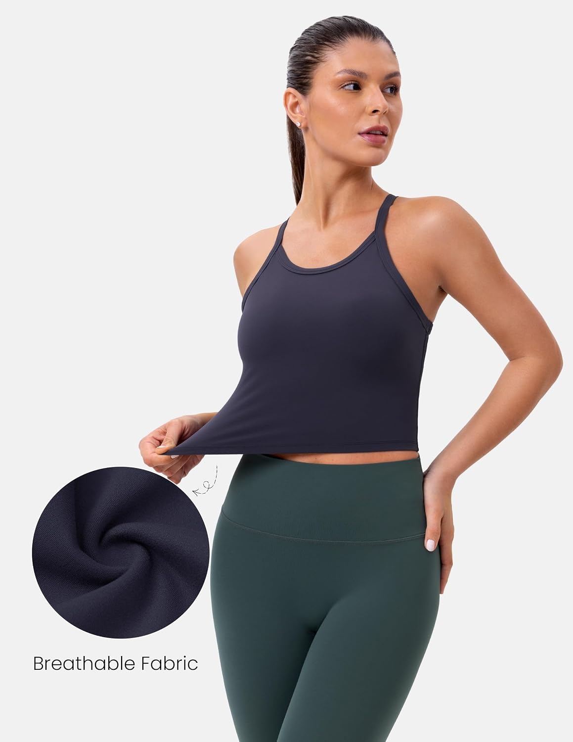 image:imageColorfulkoala Sculptiva Built in Bra Tank Tops for Women Racerback Padded Sleeveless Camisole Casual Workout Yoga TopsBlue Ink