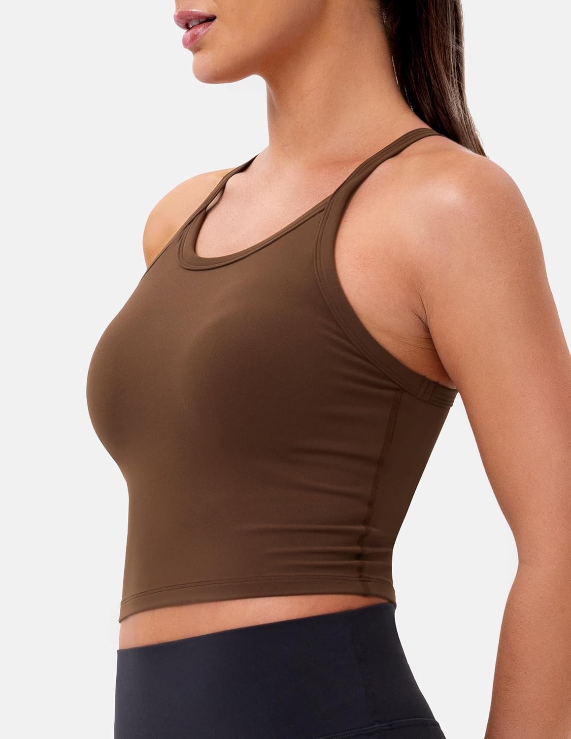 image:imageColorfulkoala Sculptiva Built in Bra Tank Tops for Women Racerback Padded Sleeveless Camisole Casual Workout Yoga TopsCocoa