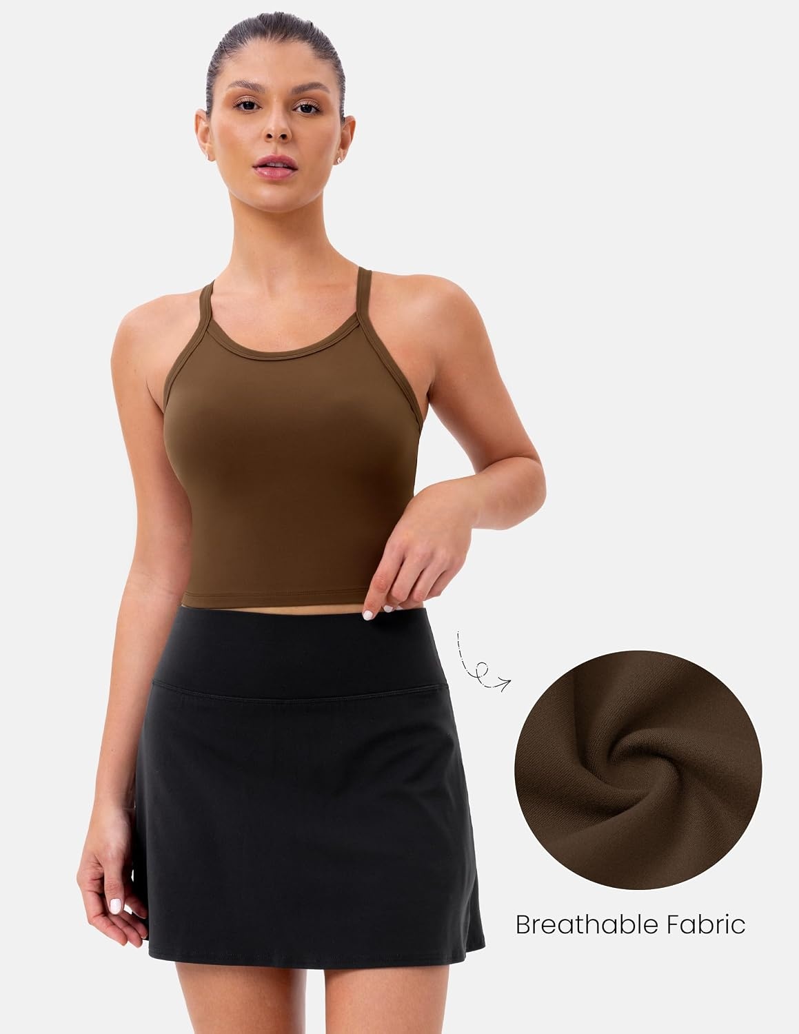 image:imageColorfulkoala Sculptiva Built in Bra Tank Tops for Women Racerback Padded Sleeveless Camisole Casual Workout Yoga TopsCocoa