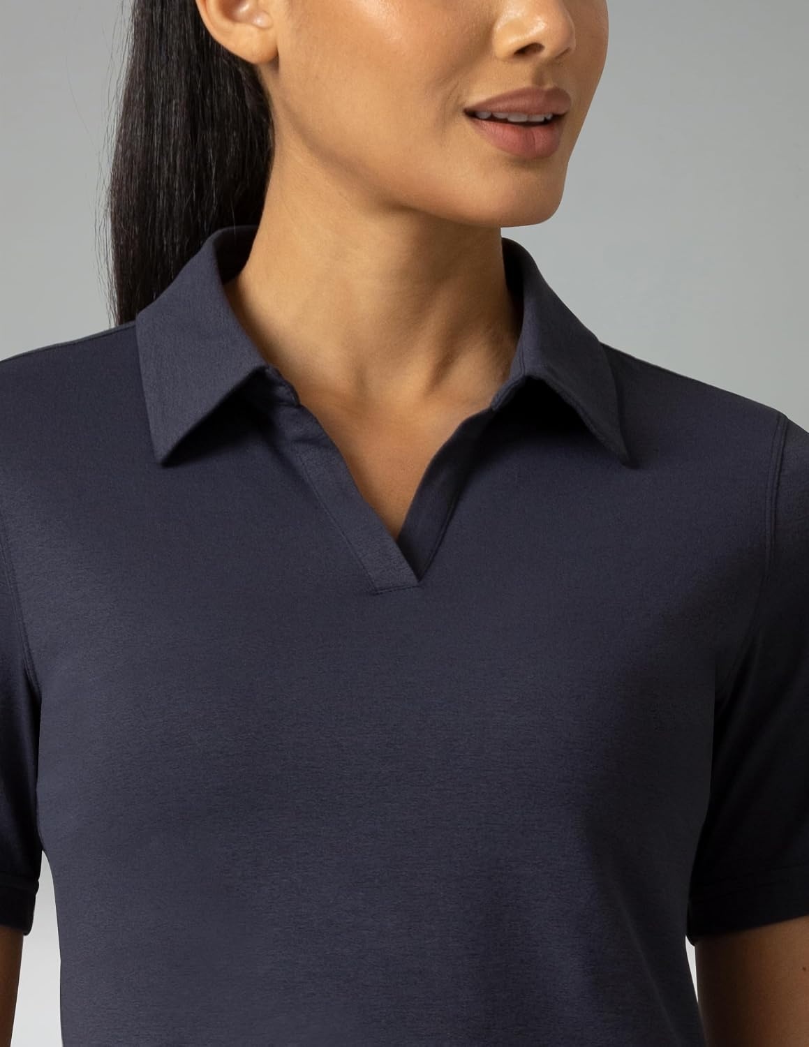 image:imageColorfulkoala Sorona Womens Short Sleeve Golf Polo Shirts Collared V Neck Quick Dry Tennis Workout Tops Moisture WickingBlue Ink