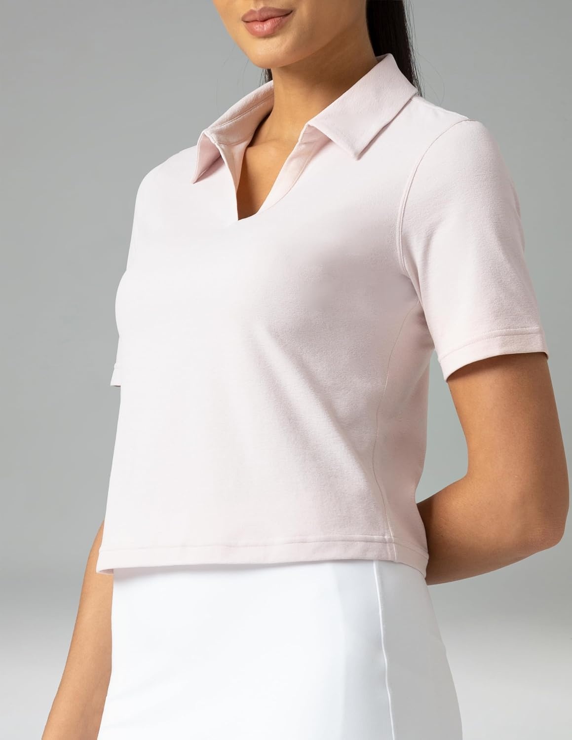 image:imageColorfulkoala Sorona Womens Short Sleeve Golf Polo Shirts Collared V Neck Quick Dry Tennis Workout Tops Moisture WickingMarshmallow Pink