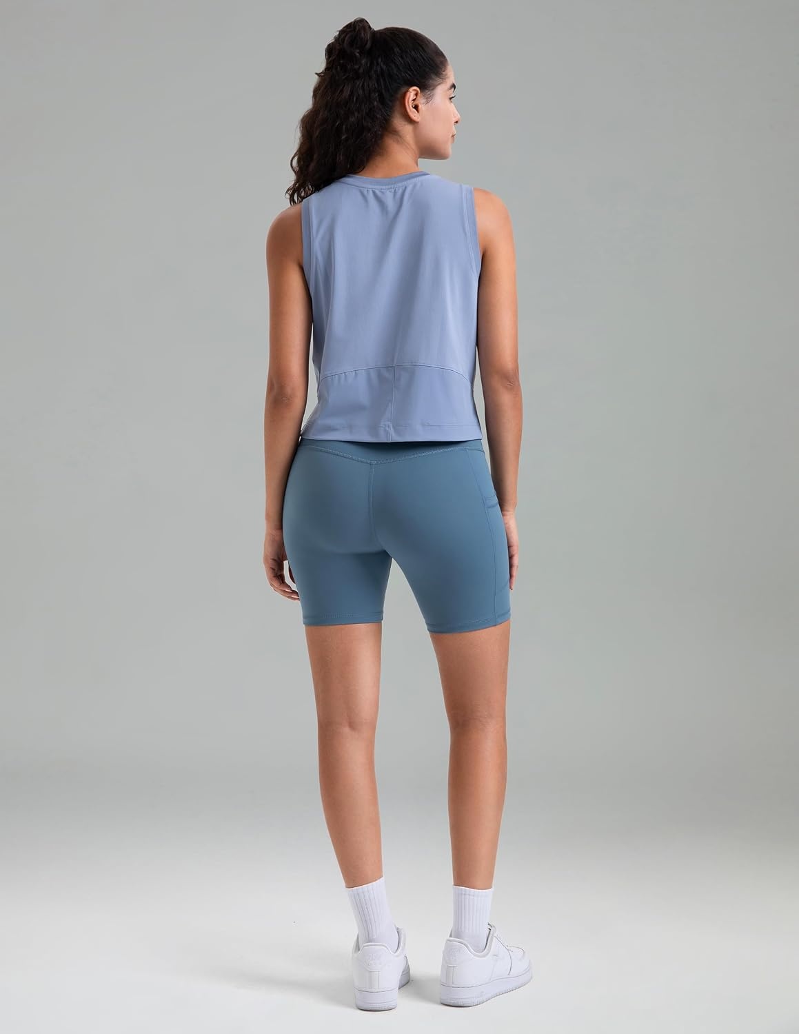 image:imageColorfulkoala Womens Breezy Mesh Back Muscle Tank Loose Fit Workout TopsChambray