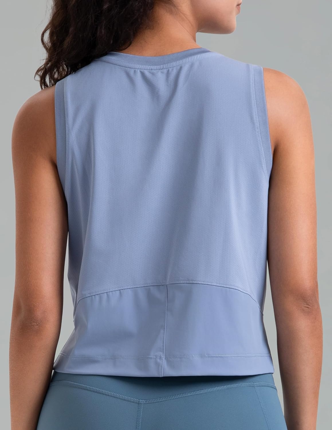 image:imageColorfulkoala Womens Breezy Mesh Back Muscle Tank Loose Fit Workout TopsChambray