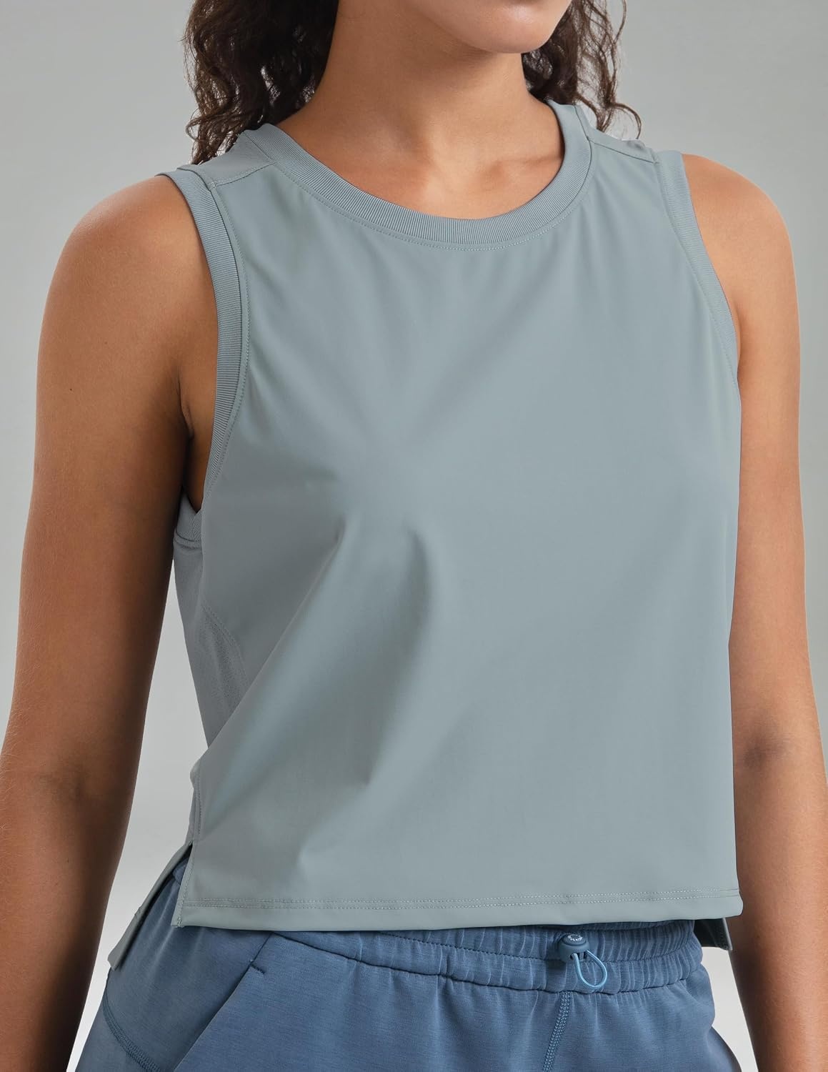 image:imageColorfulkoala Womens Breezy Mesh Back Muscle Tank Loose Fit Workout TopsFaded Denim