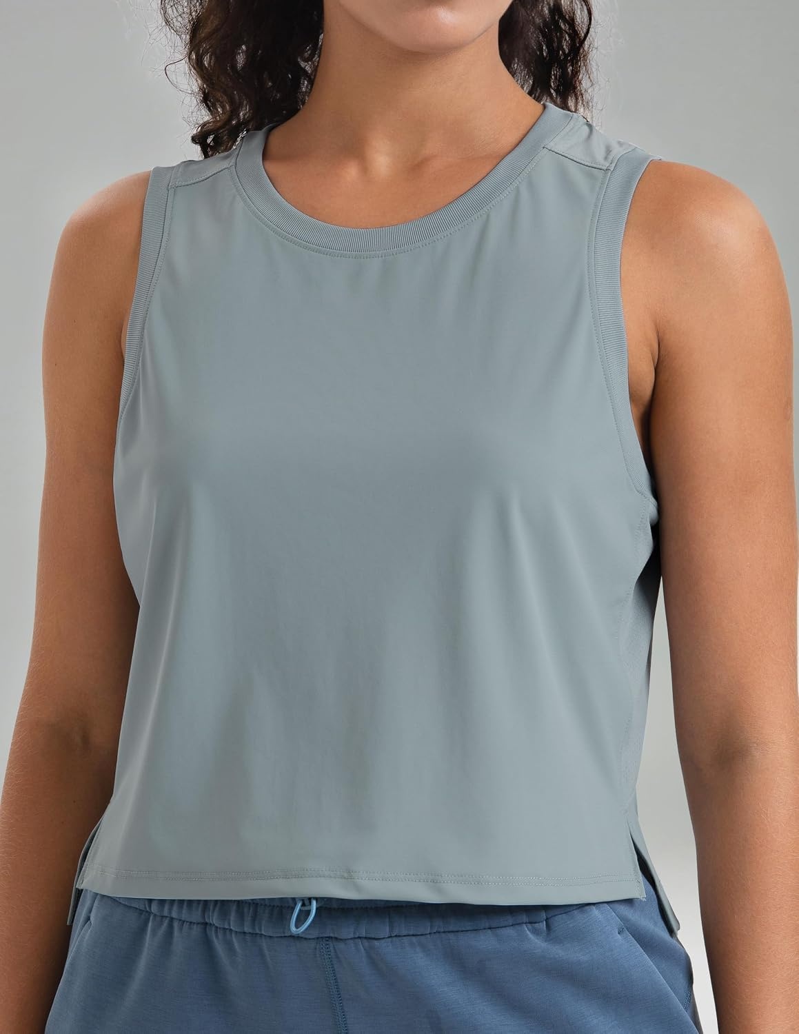 image:imageColorfulkoala Womens Breezy Mesh Back Muscle Tank Loose Fit Workout TopsFaded Denim