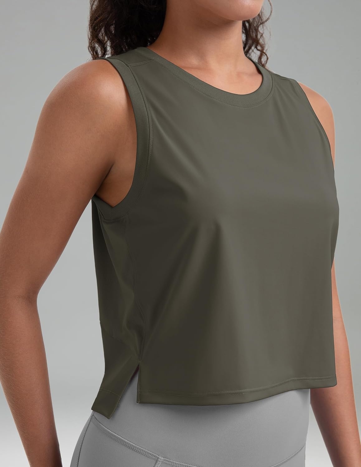 image:imageColorfulkoala Womens Breezy Mesh Back Muscle Tank Loose Fit Workout TopsMajor Brown