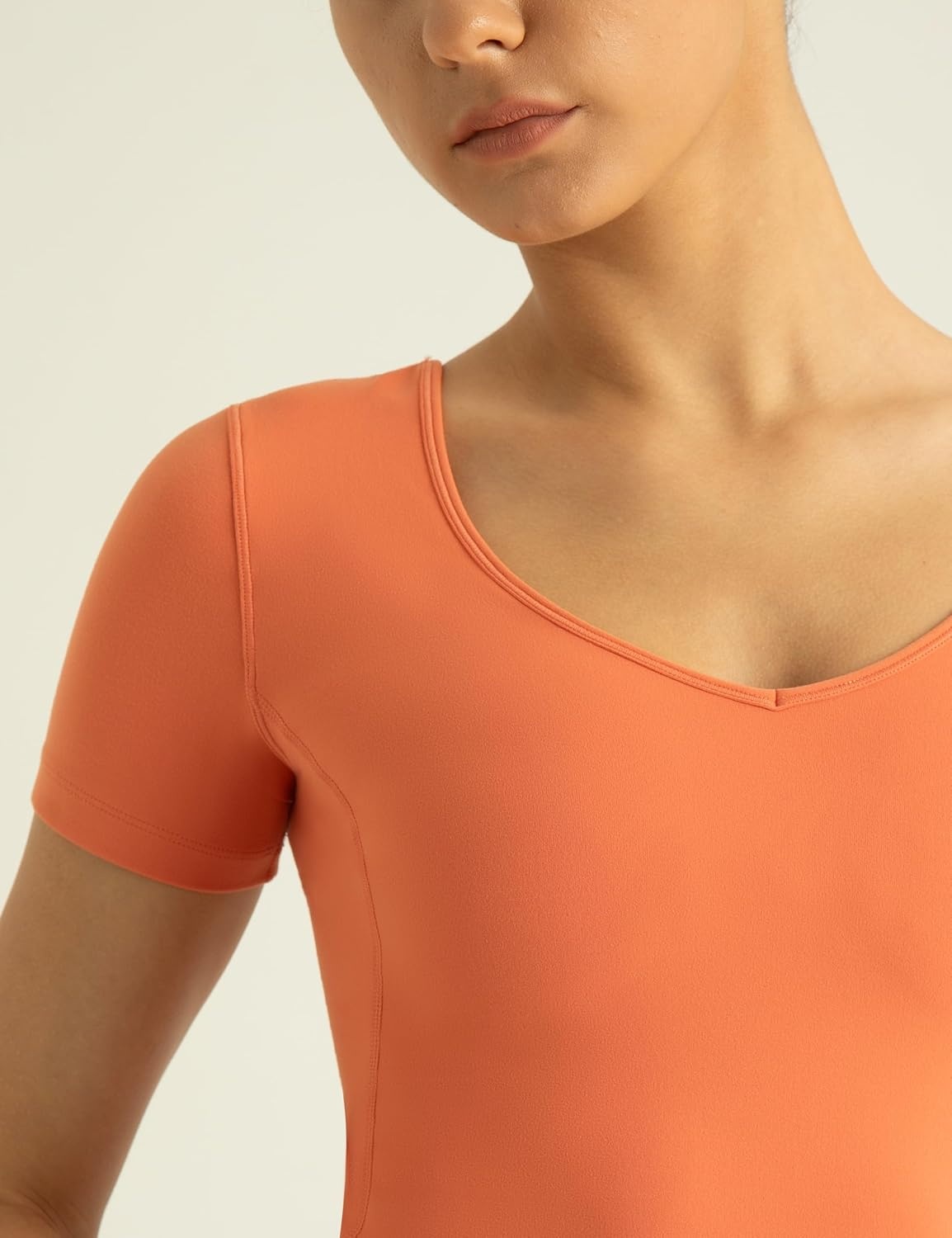image:imageColorfulkoala Womens Dreamlux V Neck Short Sleeve Yoga Shirts UBack Workout TopsCarrot