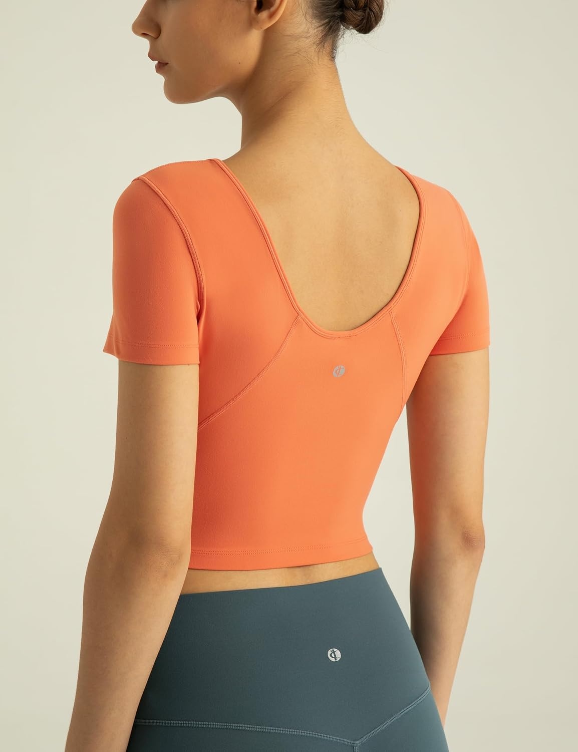 image:imageColorfulkoala Womens Dreamlux V Neck Short Sleeve Yoga Shirts UBack Workout TopsCarrot