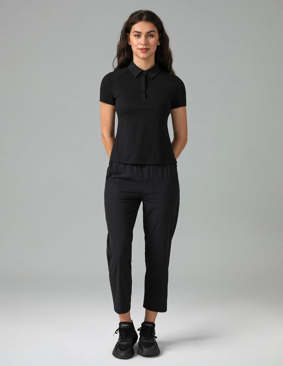 image:imageColorfulkoala Womens Golf Shirts Short Sleeves Tennis Polo with Collar Athletic Shirt Quick DryBlack