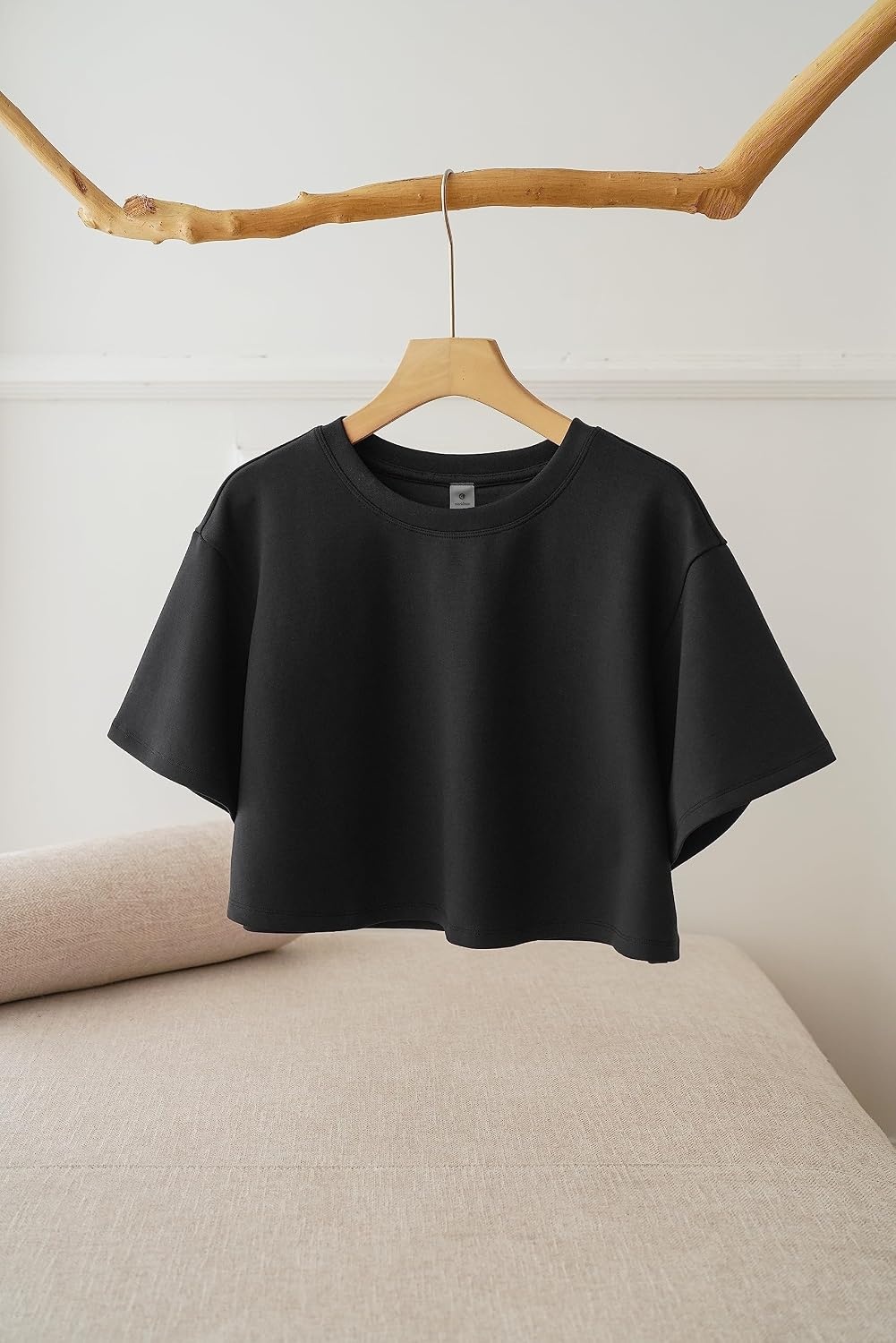 image:imageColorfulkoala Womens Oversized T Shirts Ultra Soft Modal Crop Top Athletic SweatshirtBlack
