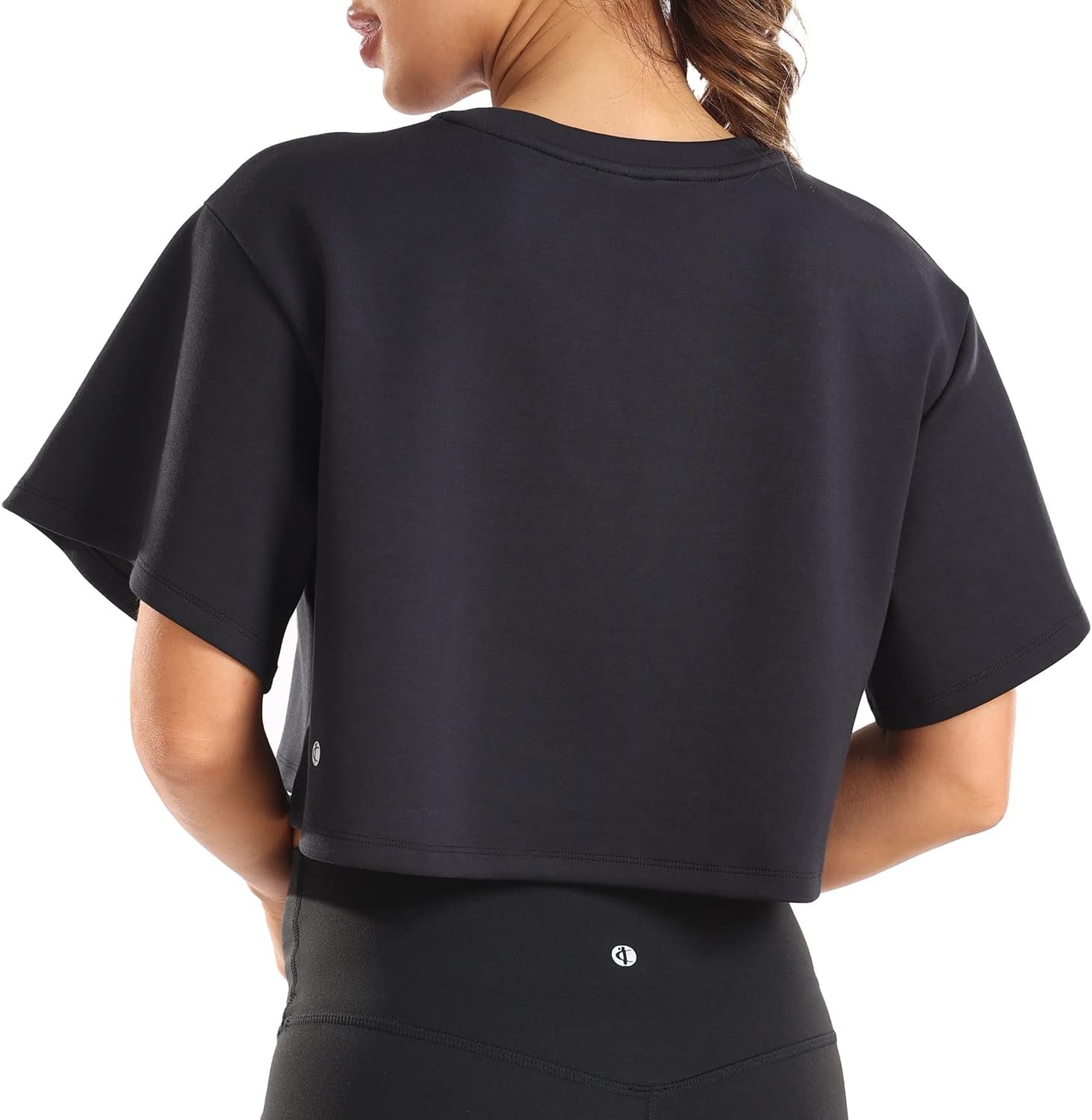image:imageColorfulkoala Womens Oversized T Shirts Ultra Soft Modal Crop Top Athletic SweatshirtBlack