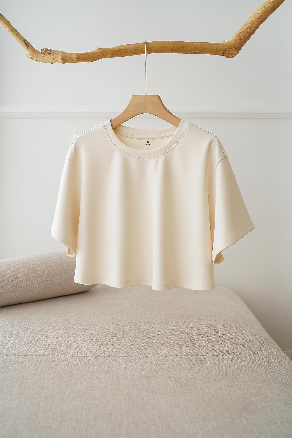 image:imageColorfulkoala Womens Oversized T Shirts Ultra Soft Modal Crop Top Athletic SweatshirtIvory