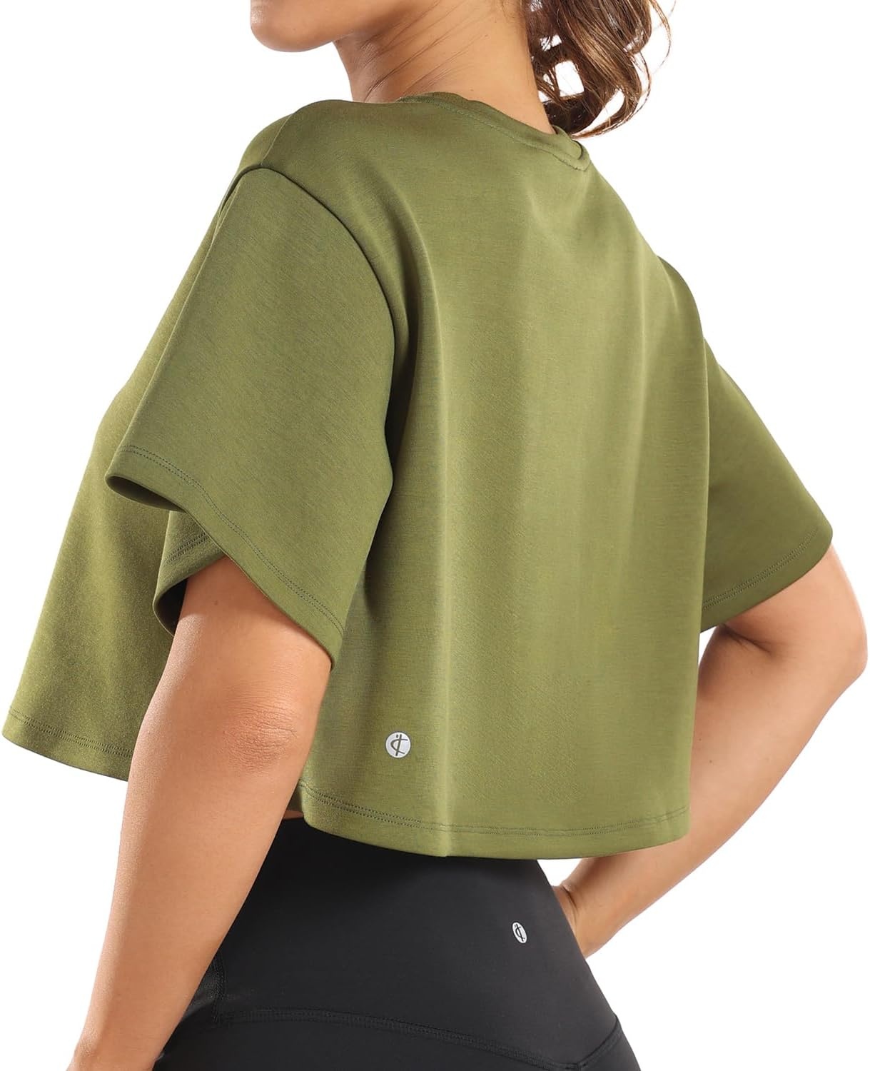 image:imageColorfulkoala Womens Oversized T Shirts Ultra Soft Modal Crop Top Athletic SweatshirtOlive Green
