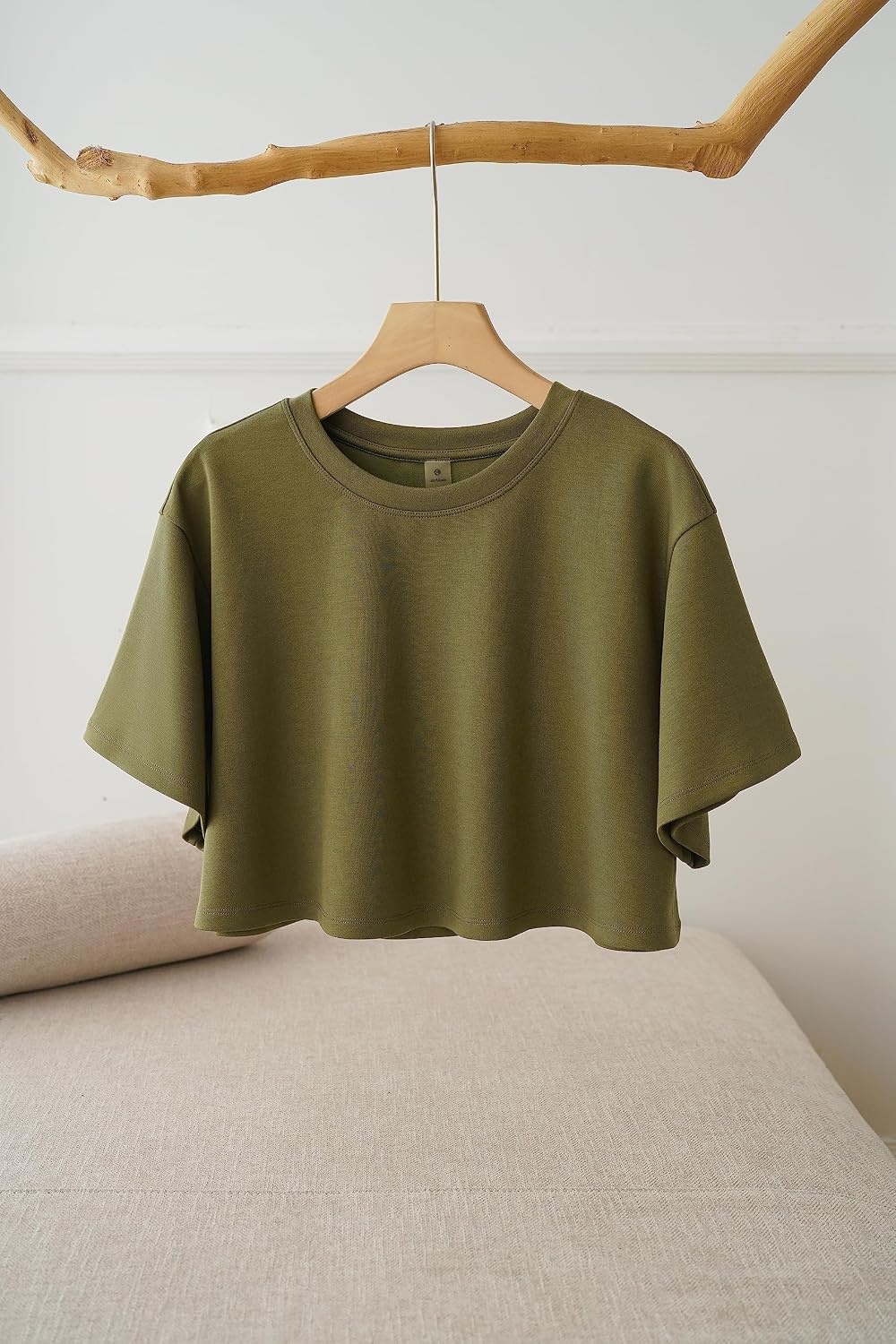 image:imageColorfulkoala Womens Oversized T Shirts Ultra Soft Modal Crop Top Athletic SweatshirtOlive Green