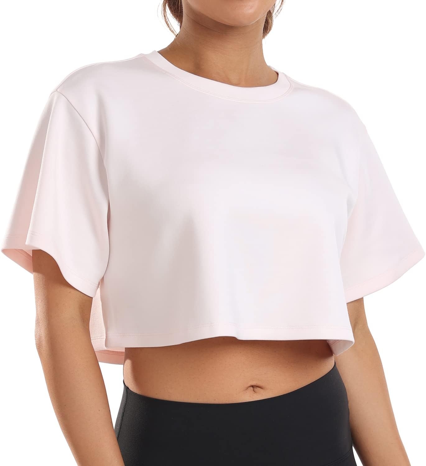 image:imageColorfulkoala Womens Oversized T Shirts Ultra Soft Modal Crop Top Athletic SweatshirtPink Sude
