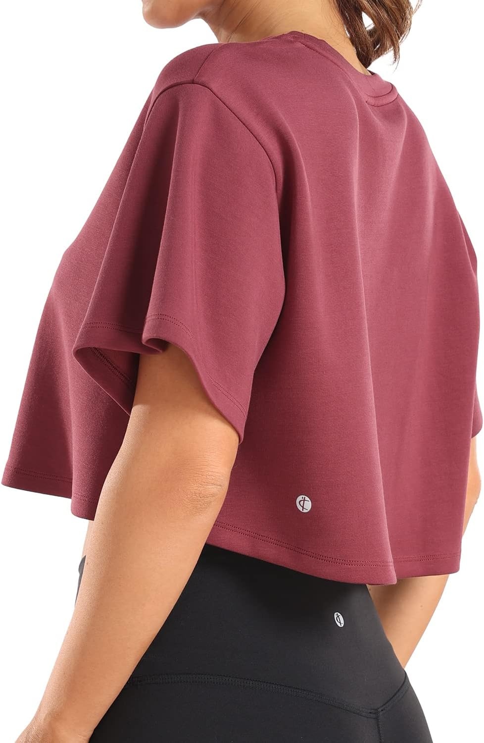 image:imageColorfulkoala Womens Oversized T Shirts Ultra Soft Modal Crop Top Athletic SweatshirtWine Red