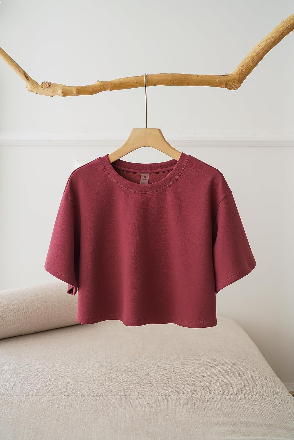 image:imageColorfulkoala Womens Oversized T Shirts Ultra Soft Modal Crop Top Athletic SweatshirtWine Red