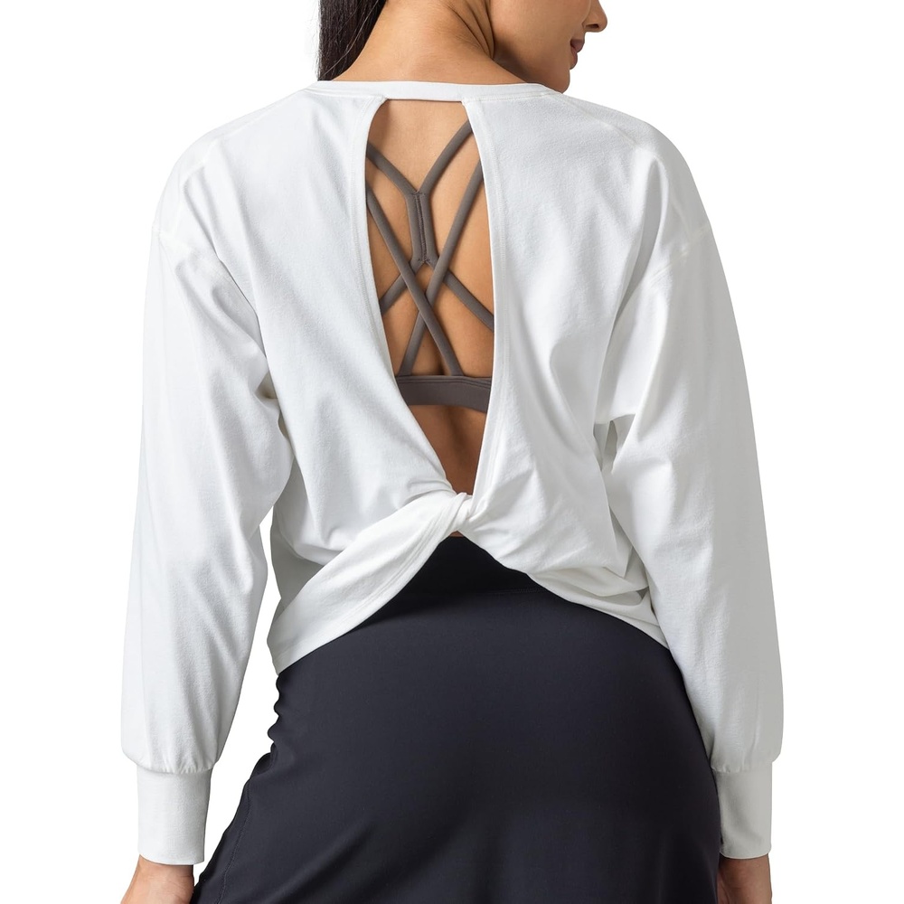 image:imageColorfulkoala Long Sleeve Shirts for Women Oversized Crew Neck Tops Casual Workout Fashion TShirtsWhite